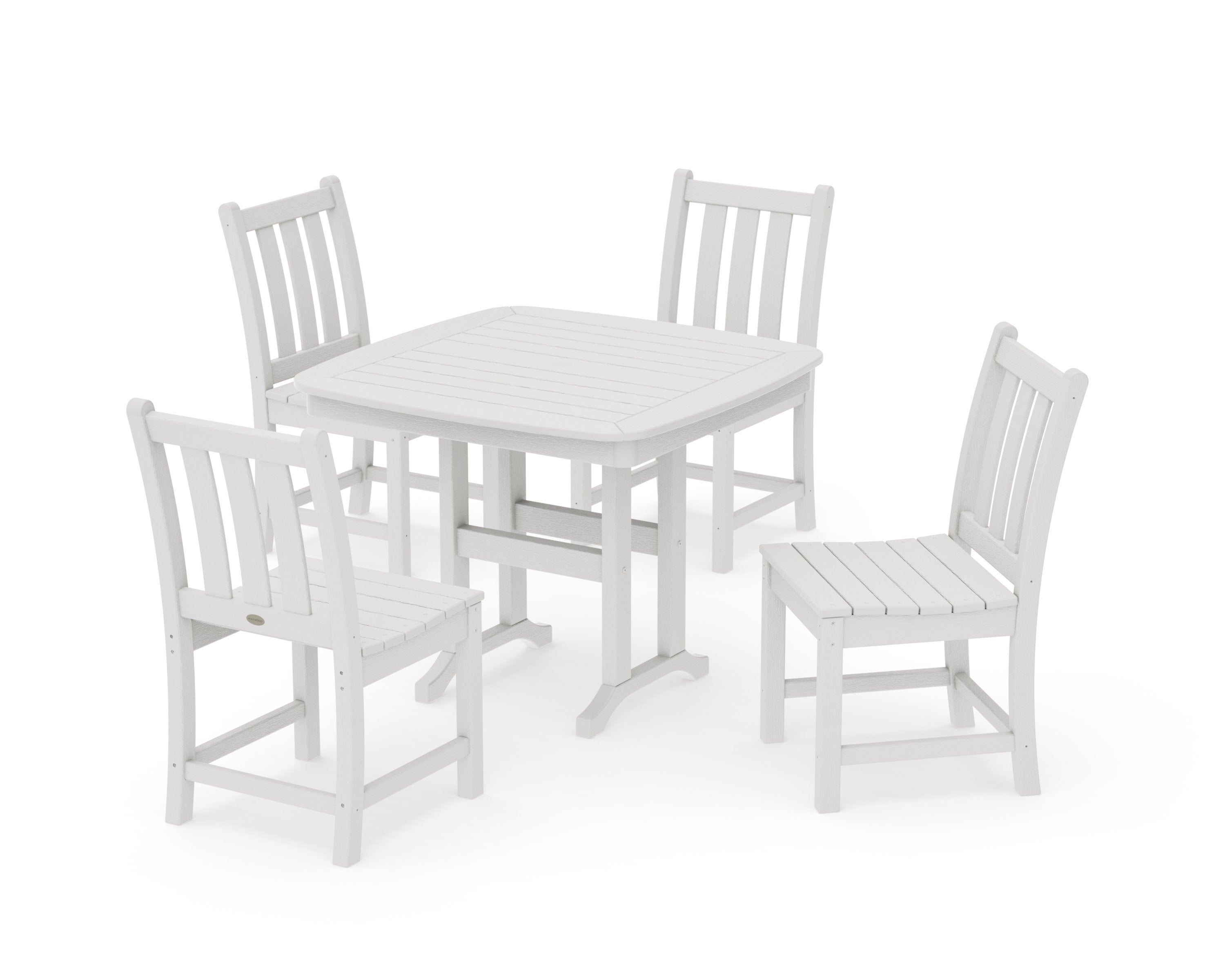 Traditional Garden Side Chair 5-Piece Dining Set in Vintage White