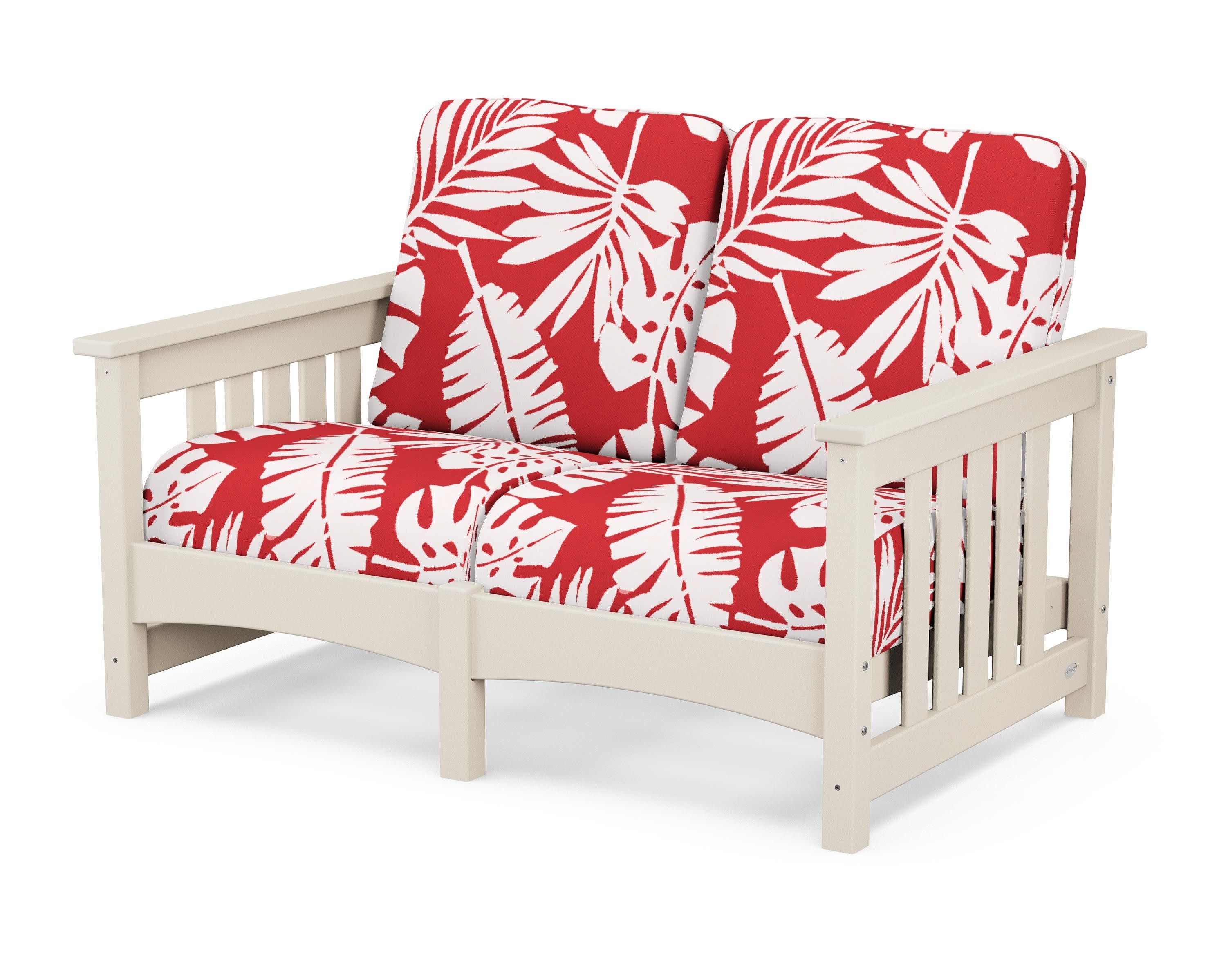 Club Mission Loveseat in Sand / Leaf Crimson
