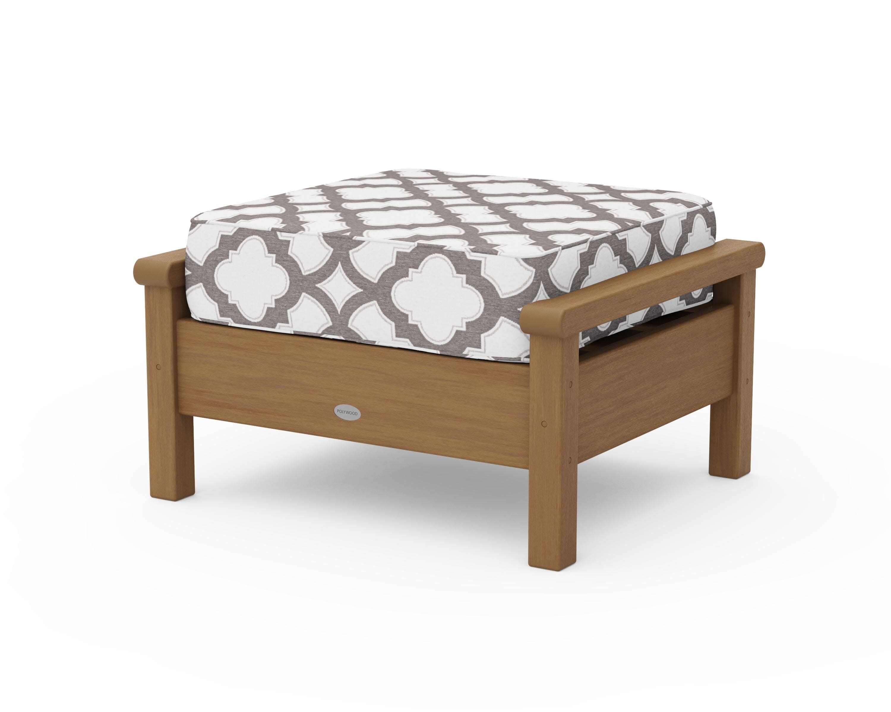 Harbour Deep Seating Ottoman in Natural / Trellis Grey Mist