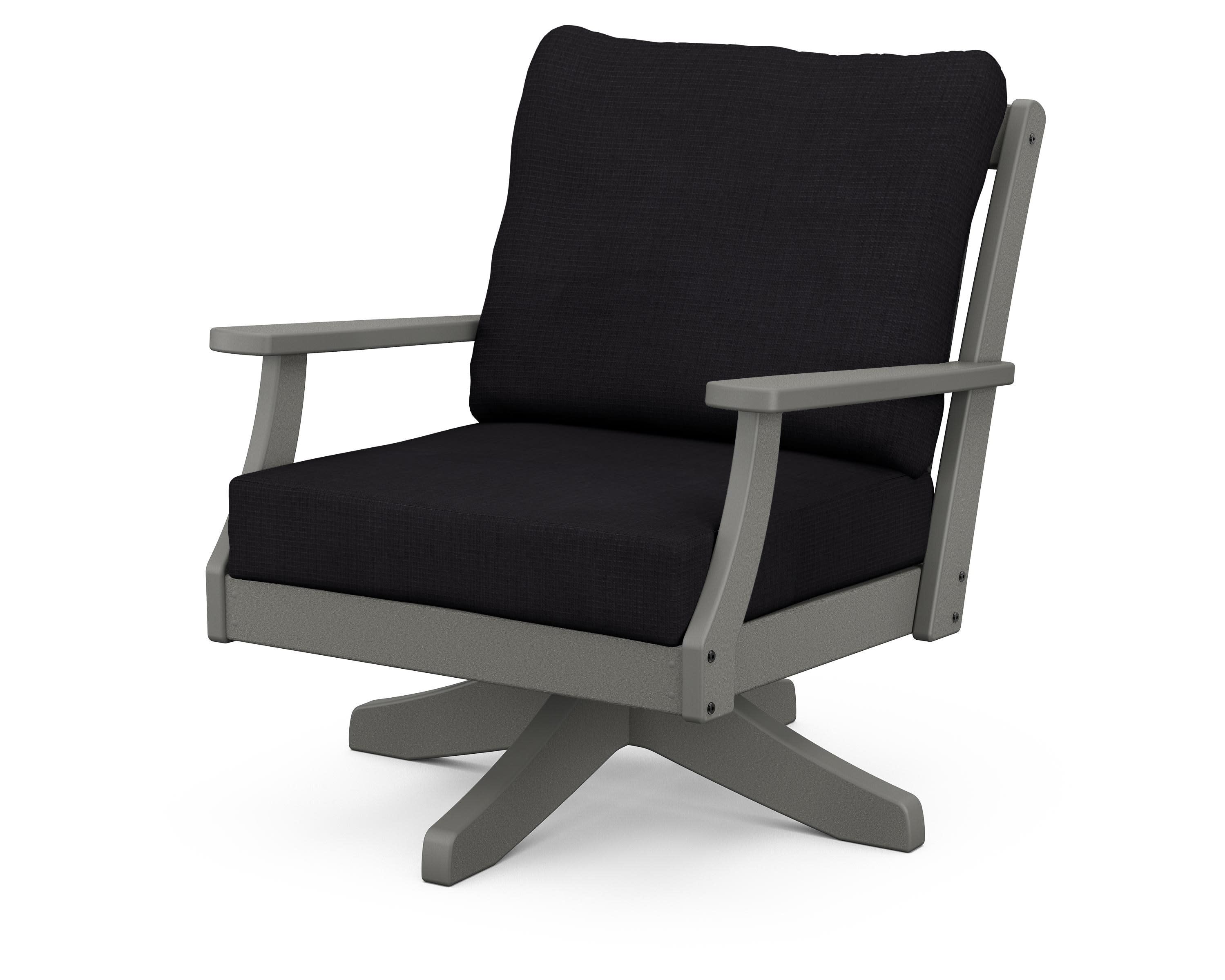 Braxton Deep Seating Swivel Chair in Slate Grey / Midnight Linen