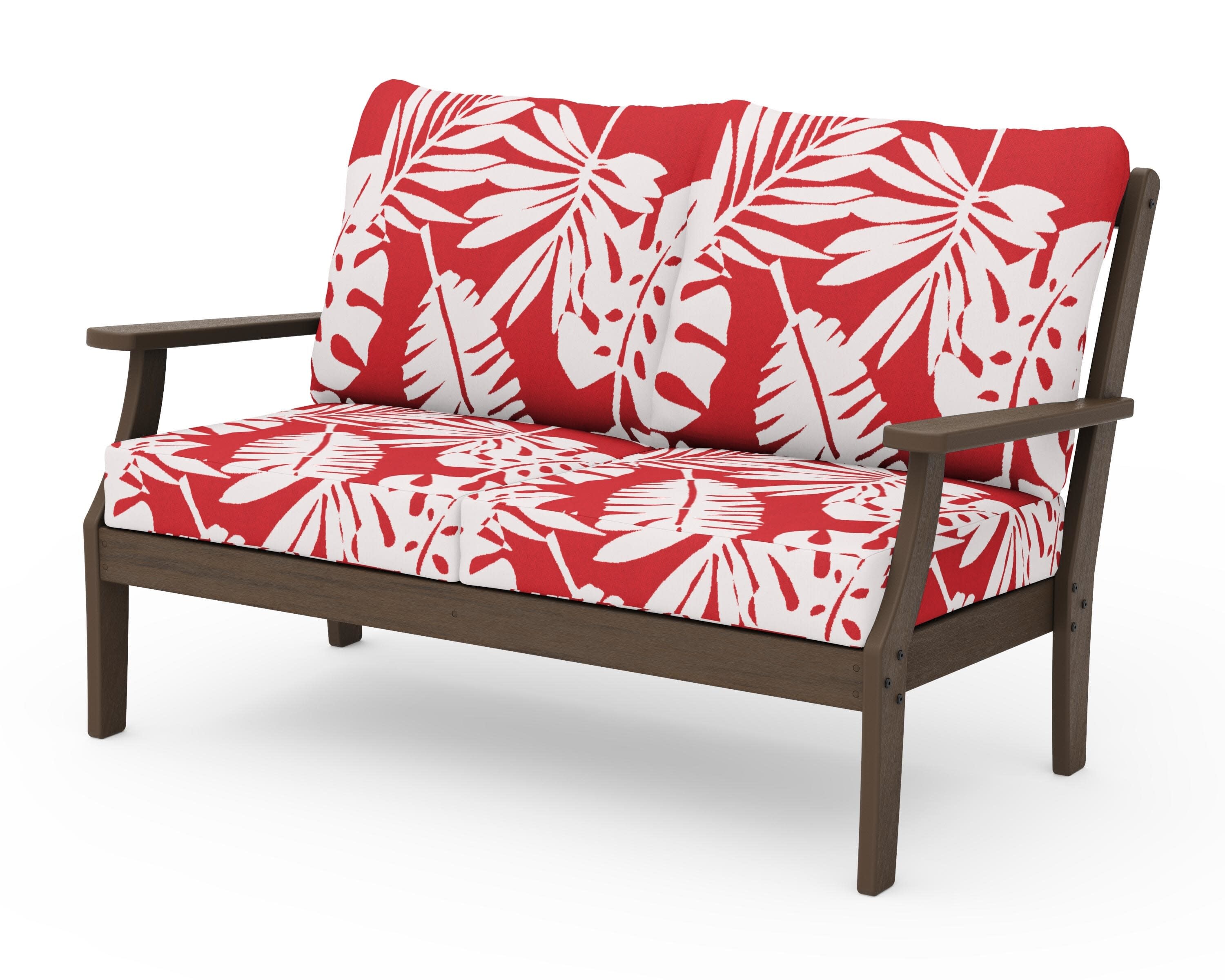 Braxton Deep Seating Loveseat in Kona / Leaf Crimson