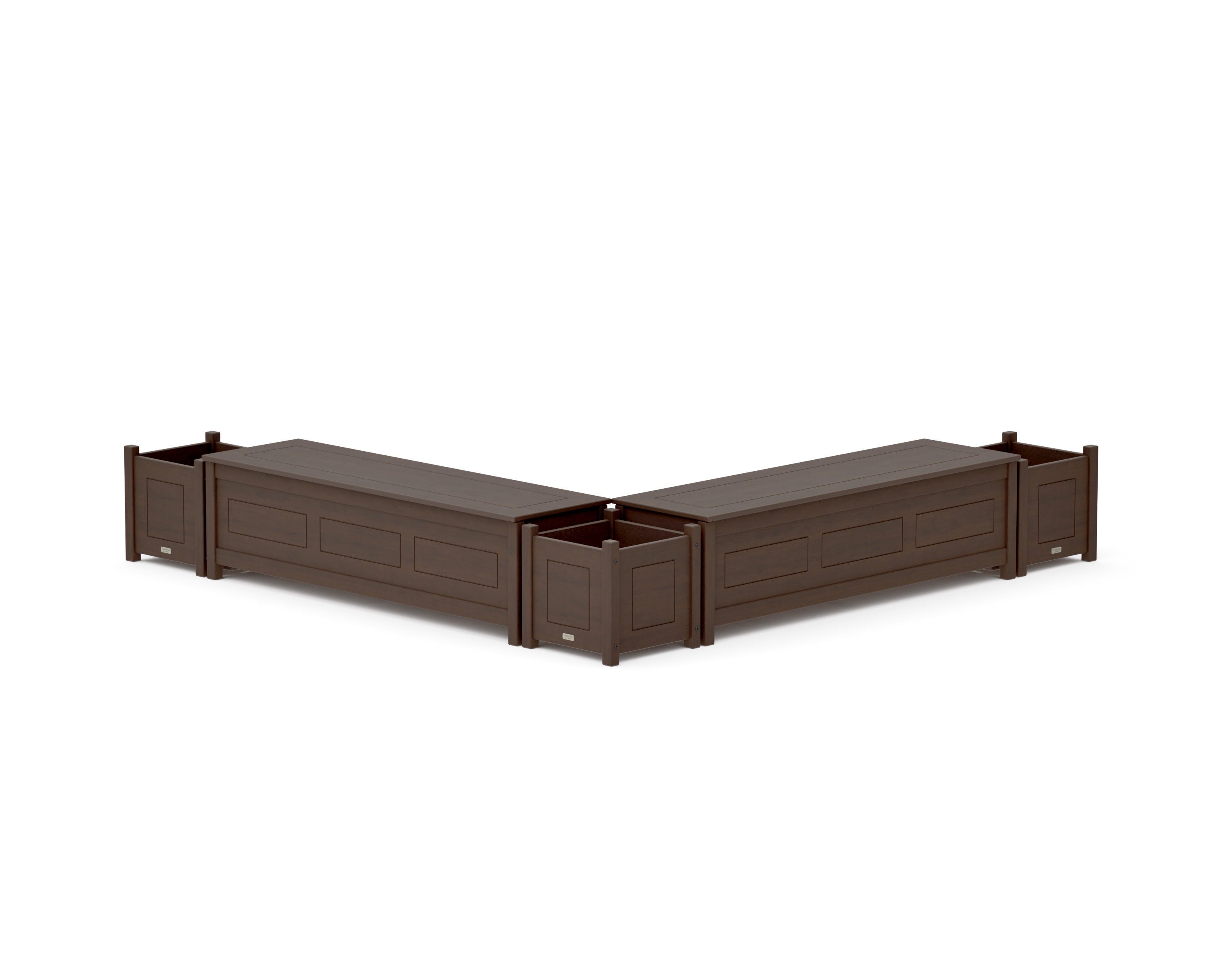 60" Country Living L- Shaped Planter Storage Bench Corner Set in Kona