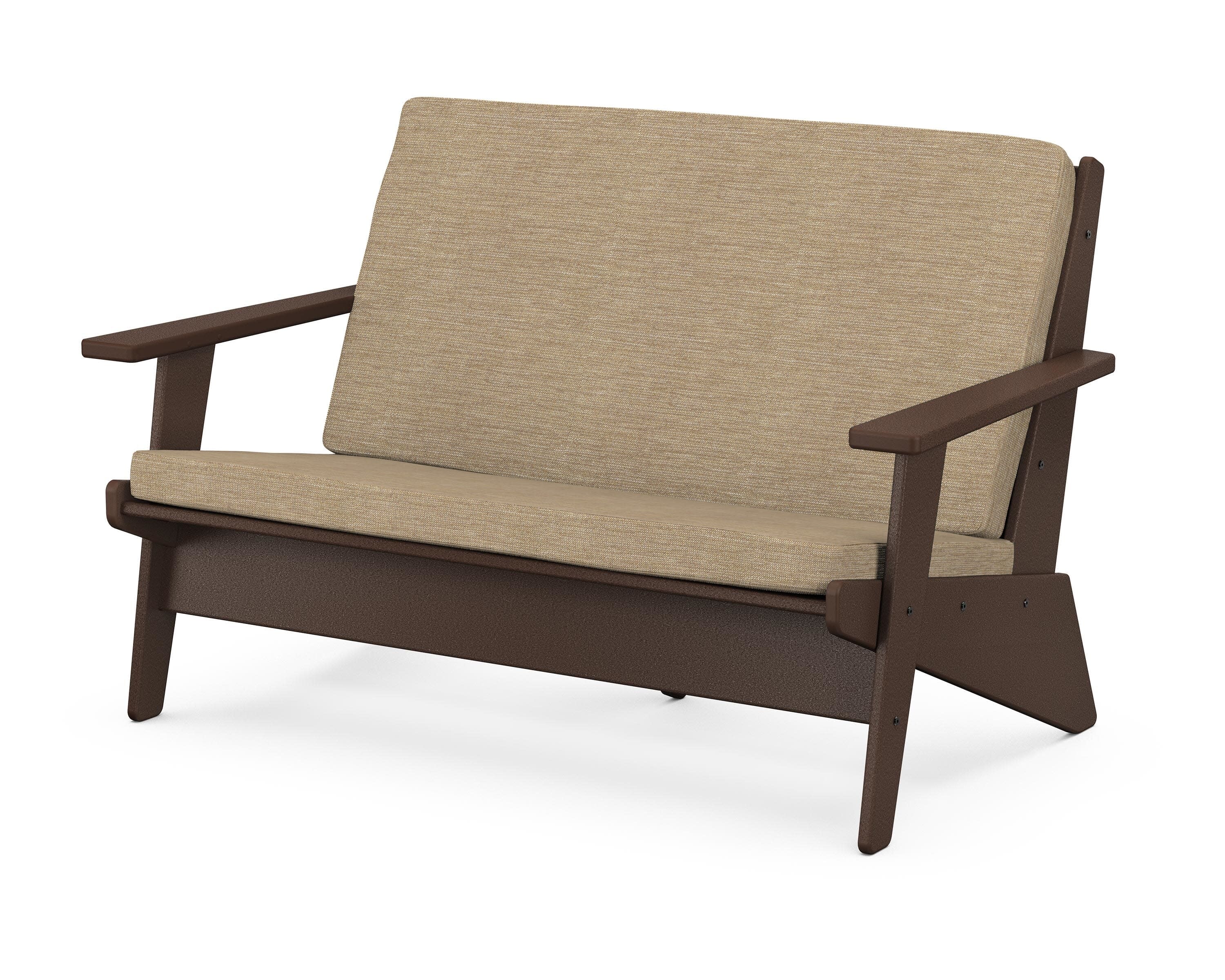 Riviera Modern Lounge Loveseat in Mahogany / Charmer Desert