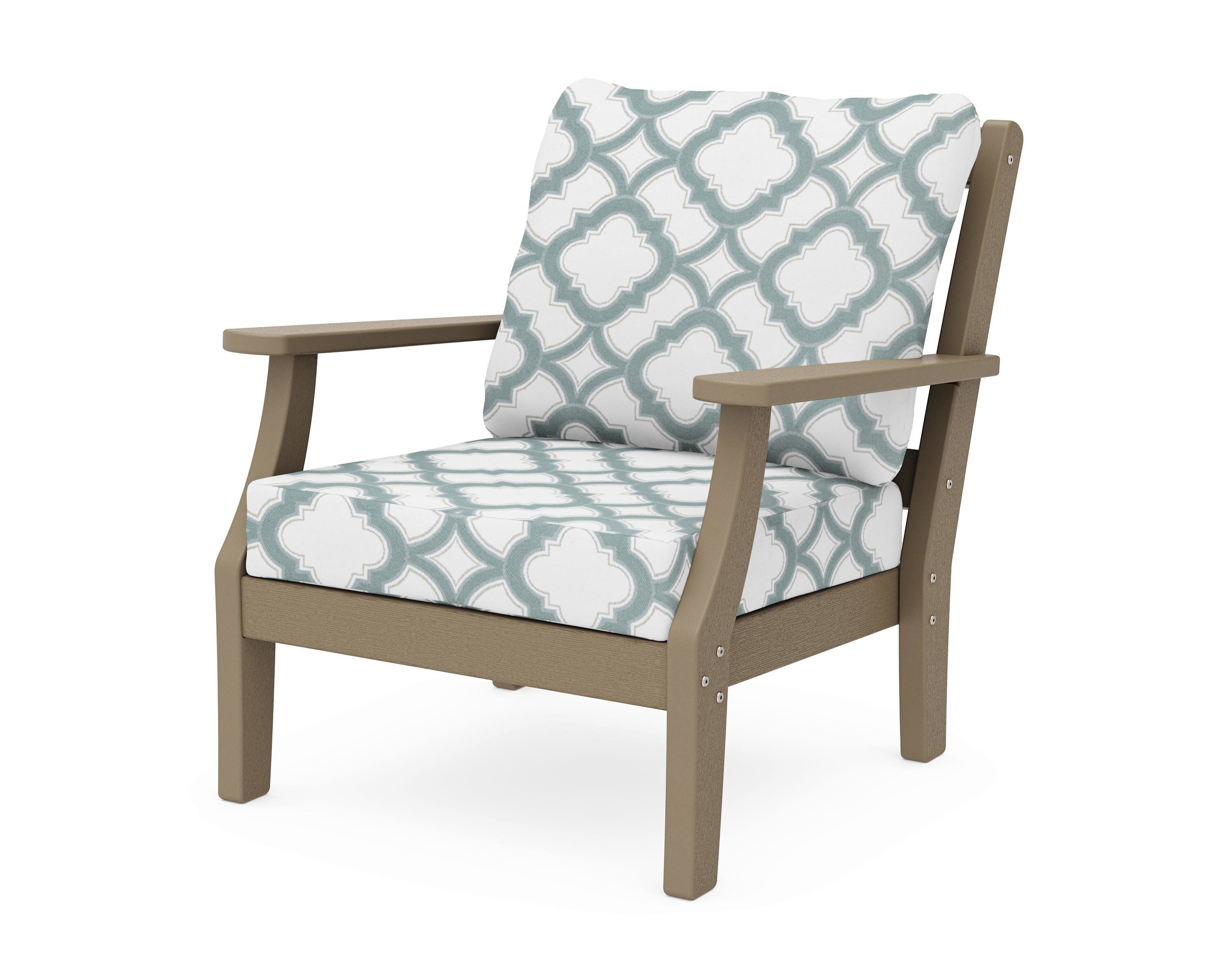 Chinoiserie Deep Seating Chair in Vintage Sahara / Trellis Glacier Spa