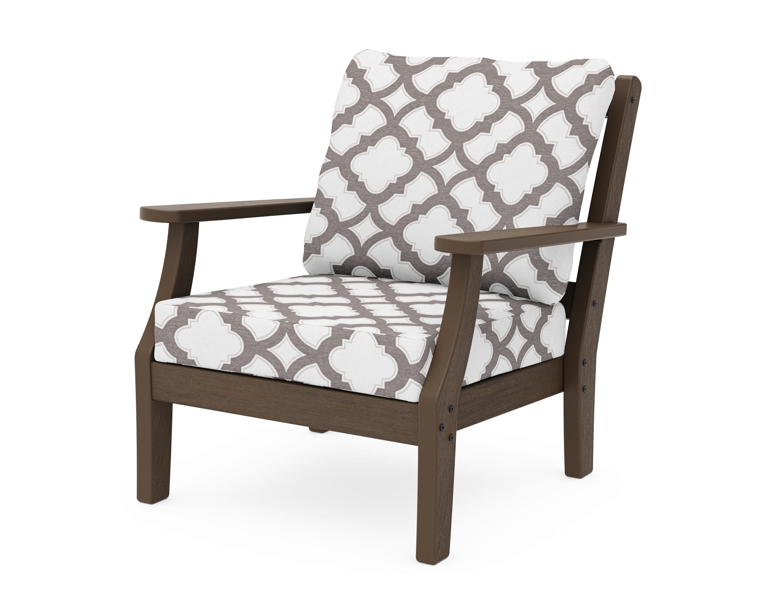 Chinoiserie Deep Seating Chair in Kona / Trellis Grey Mist