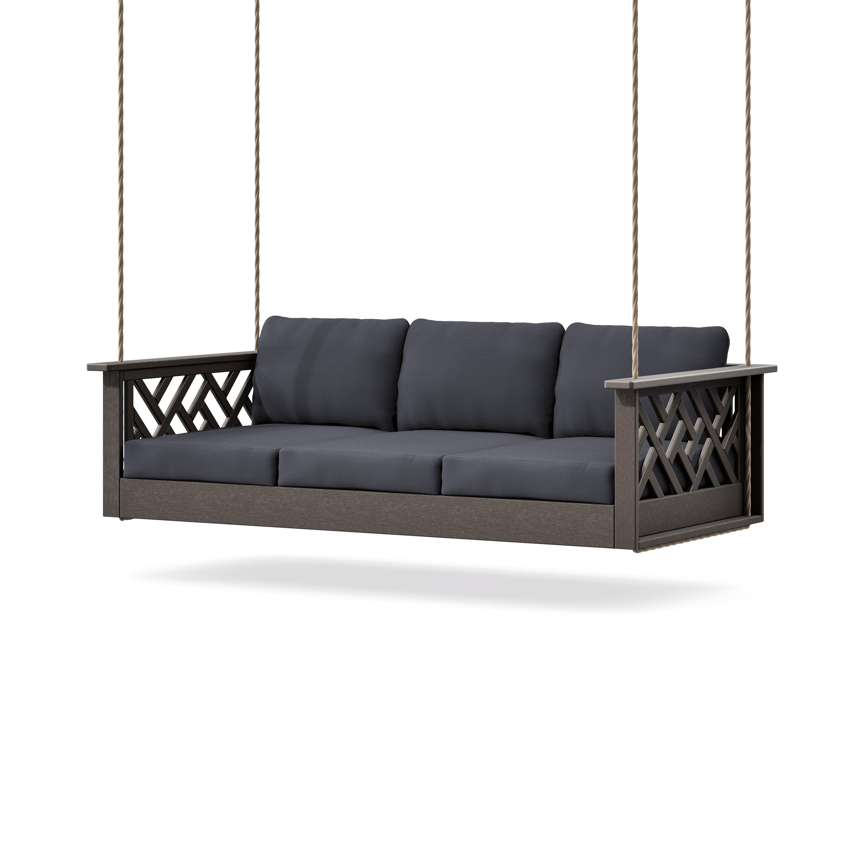 Chippendale Daybed Swing in Vintage Coffee / Midnight Linen