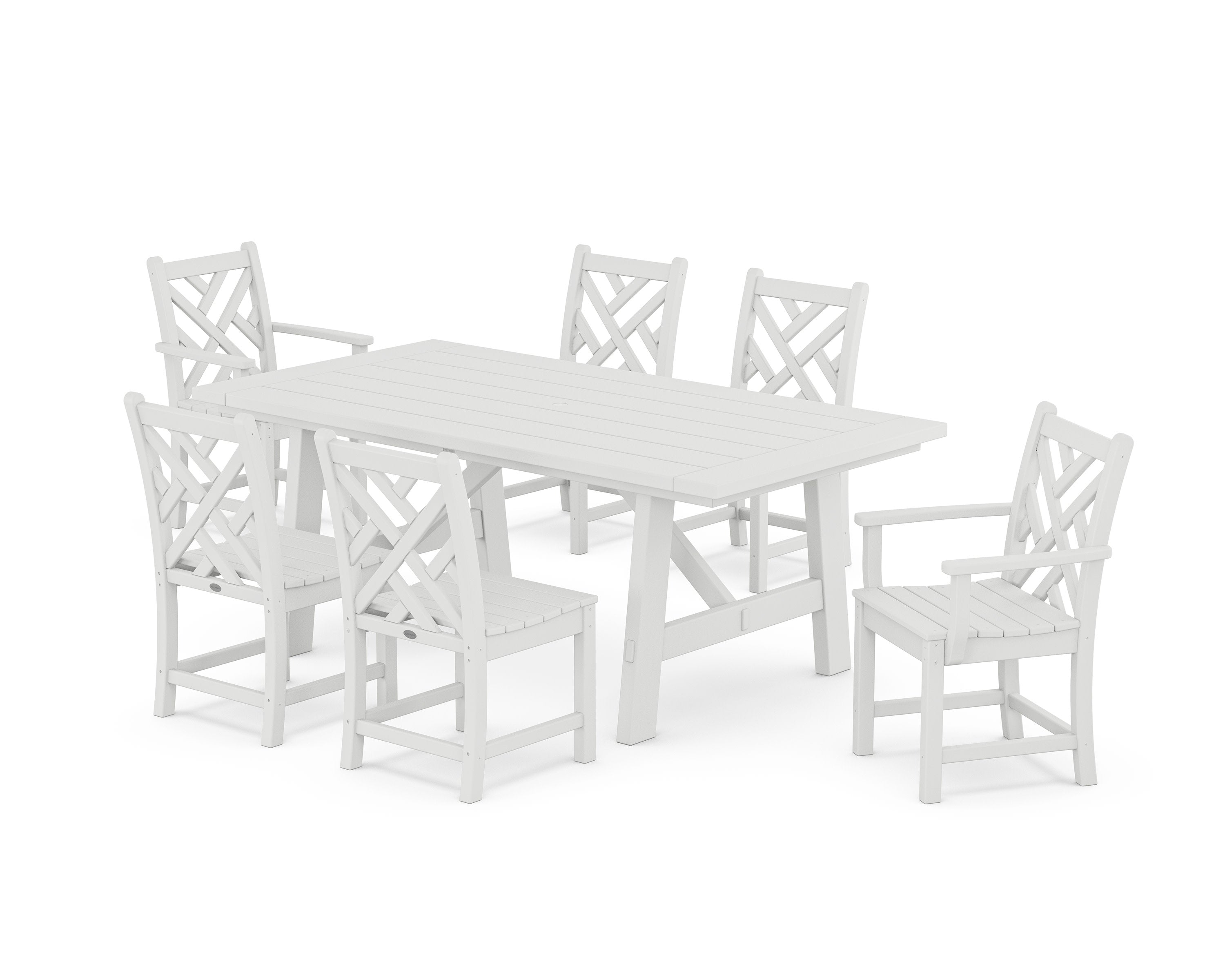 Chippendale 7-Piece Rustic Farmhouse Dining Set in White