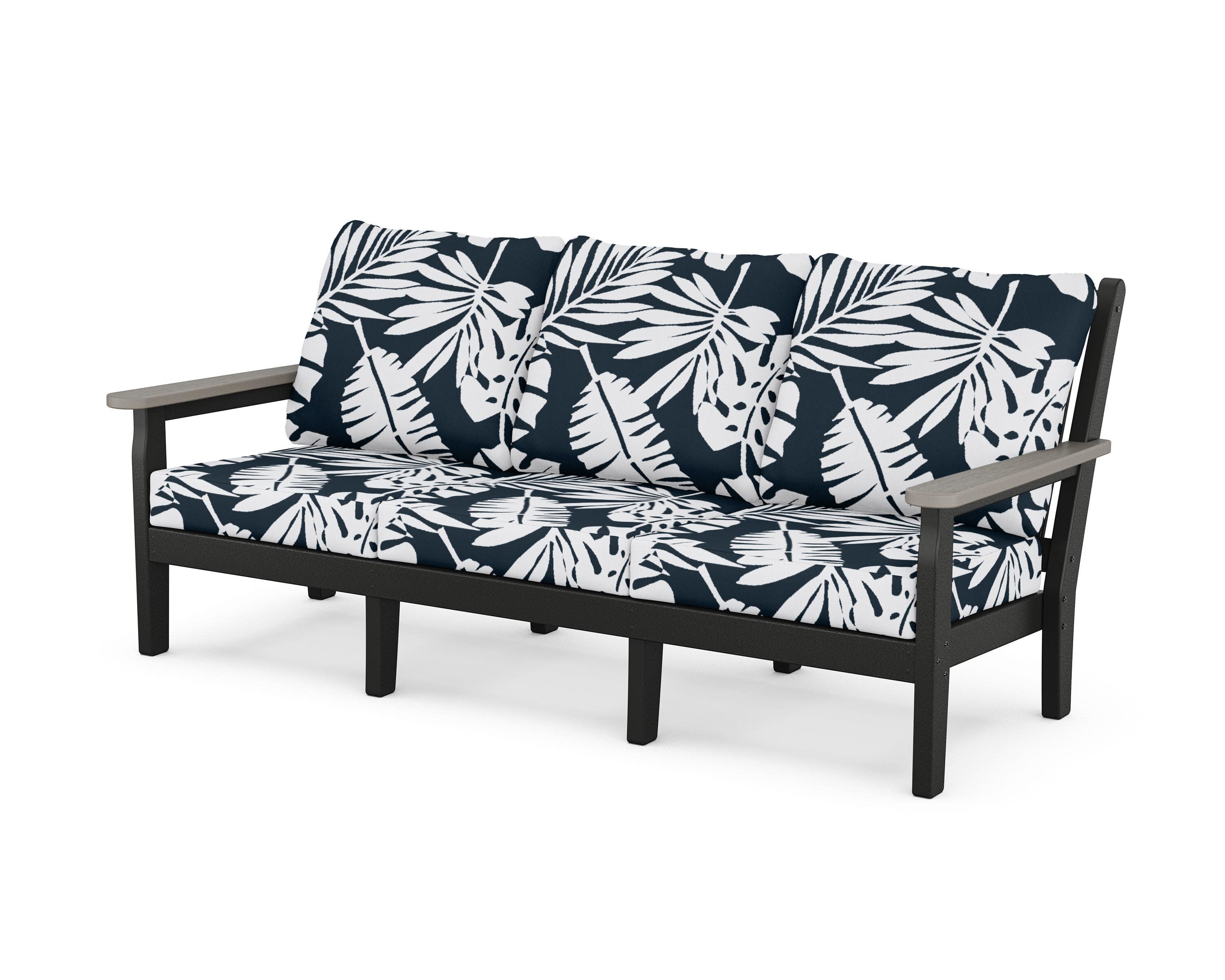 Chippendale Deep Seating Sofa in Black / Driftwood / Leaf Marine Indigo