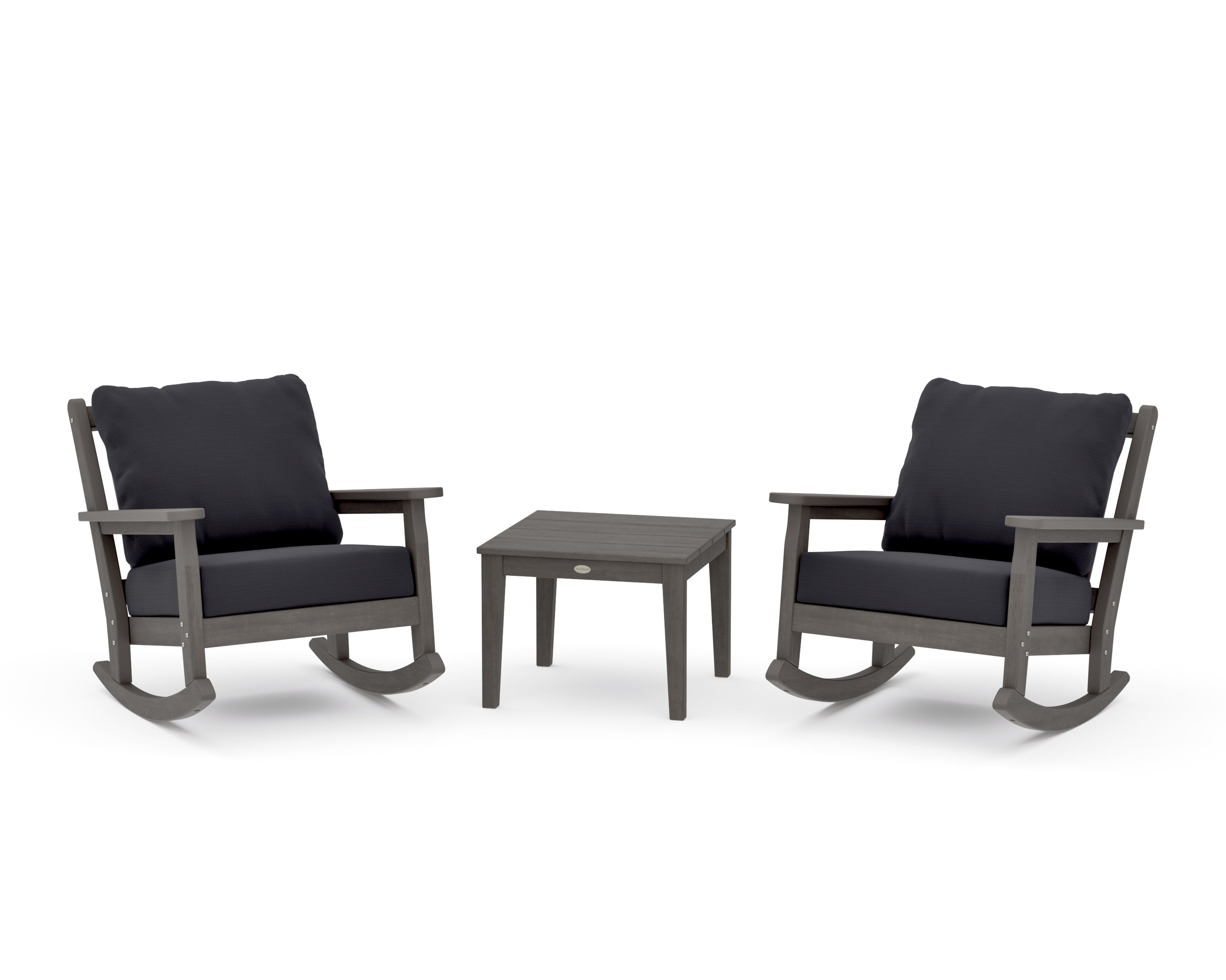 Chippendale 3-Piece Deep Seating Rocker Set in Driftwood / Midnight Linen