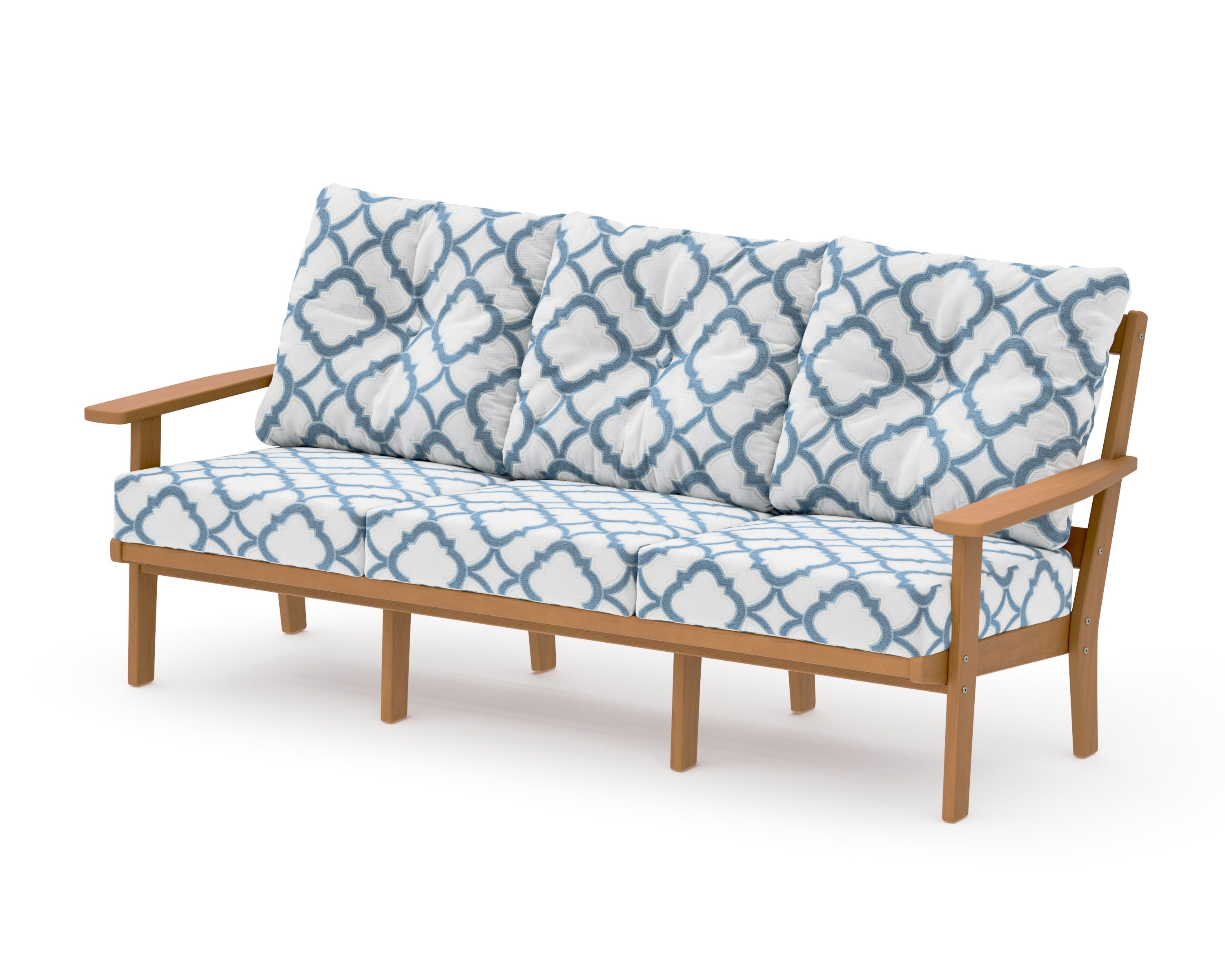 Oxford Deep Seating Sofa in Natural / Trellis Sky Blue