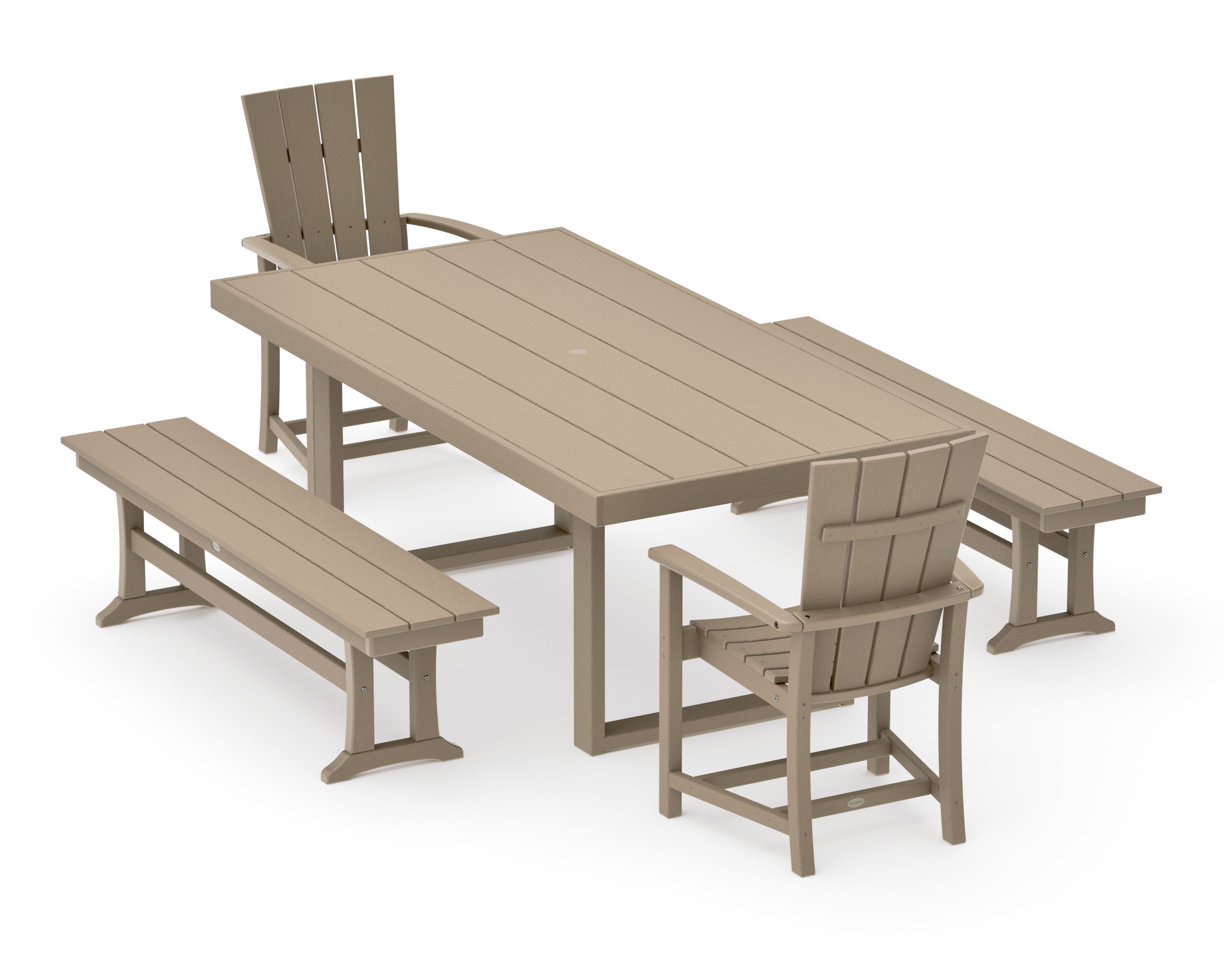 Quattro 5-Piece Dining Set with Benches in Vintage Sahara