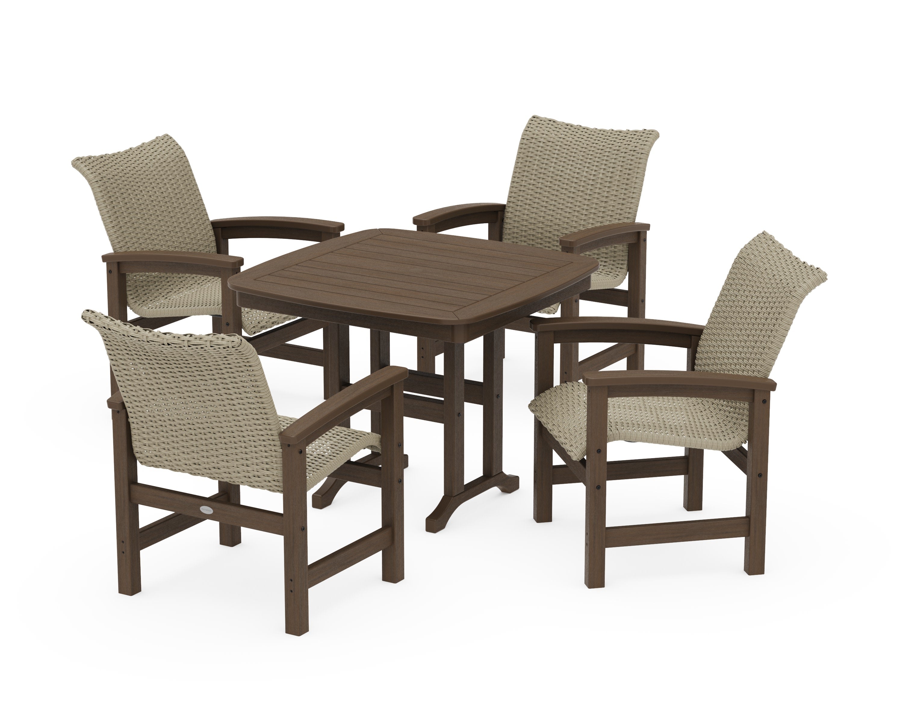 Coastal Woven 5-Piece Dining Set in Kona / Dune Grass