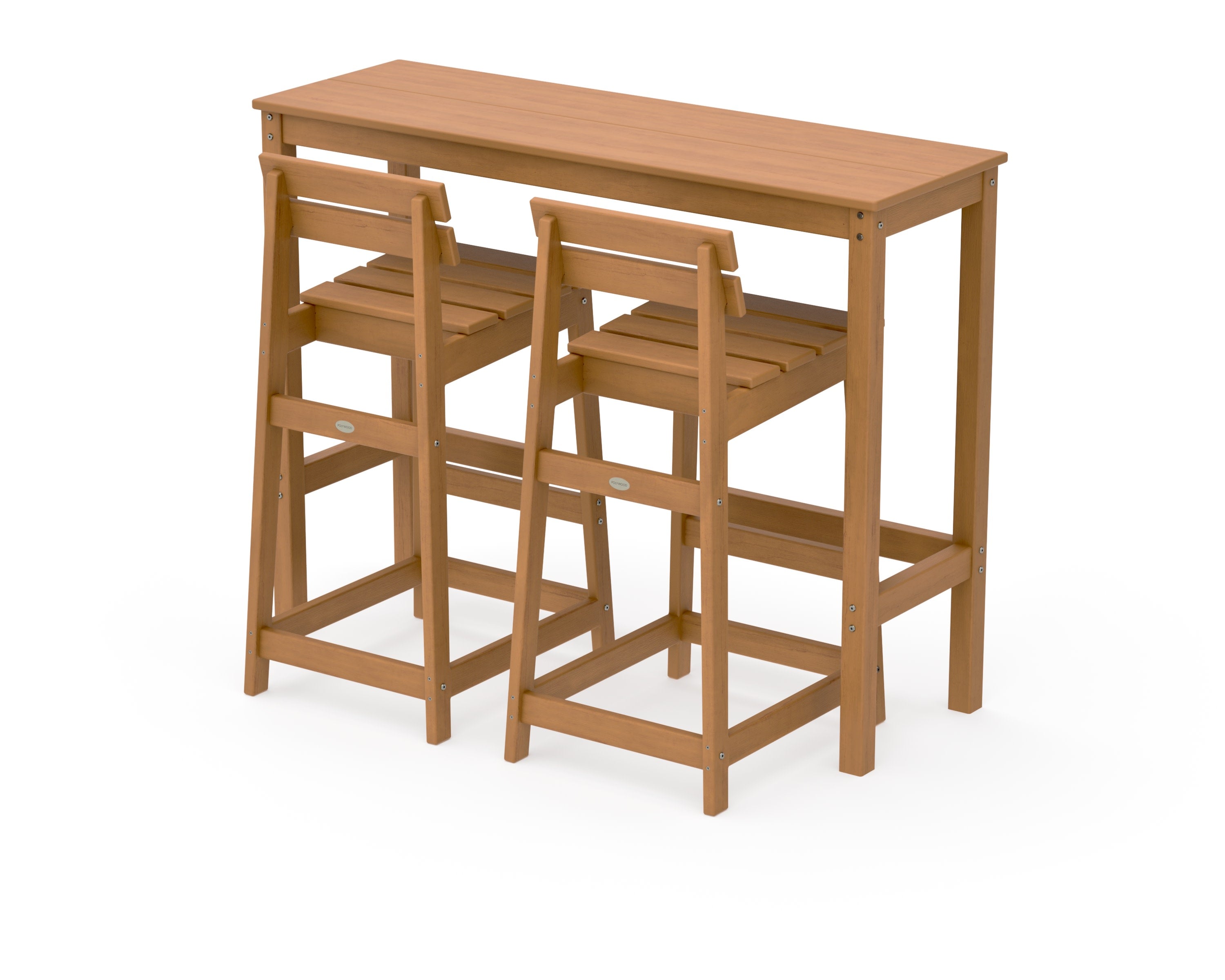 Modern Studio Plaza Lowback Bar Chair 3-Piece Balcony Set in Natural