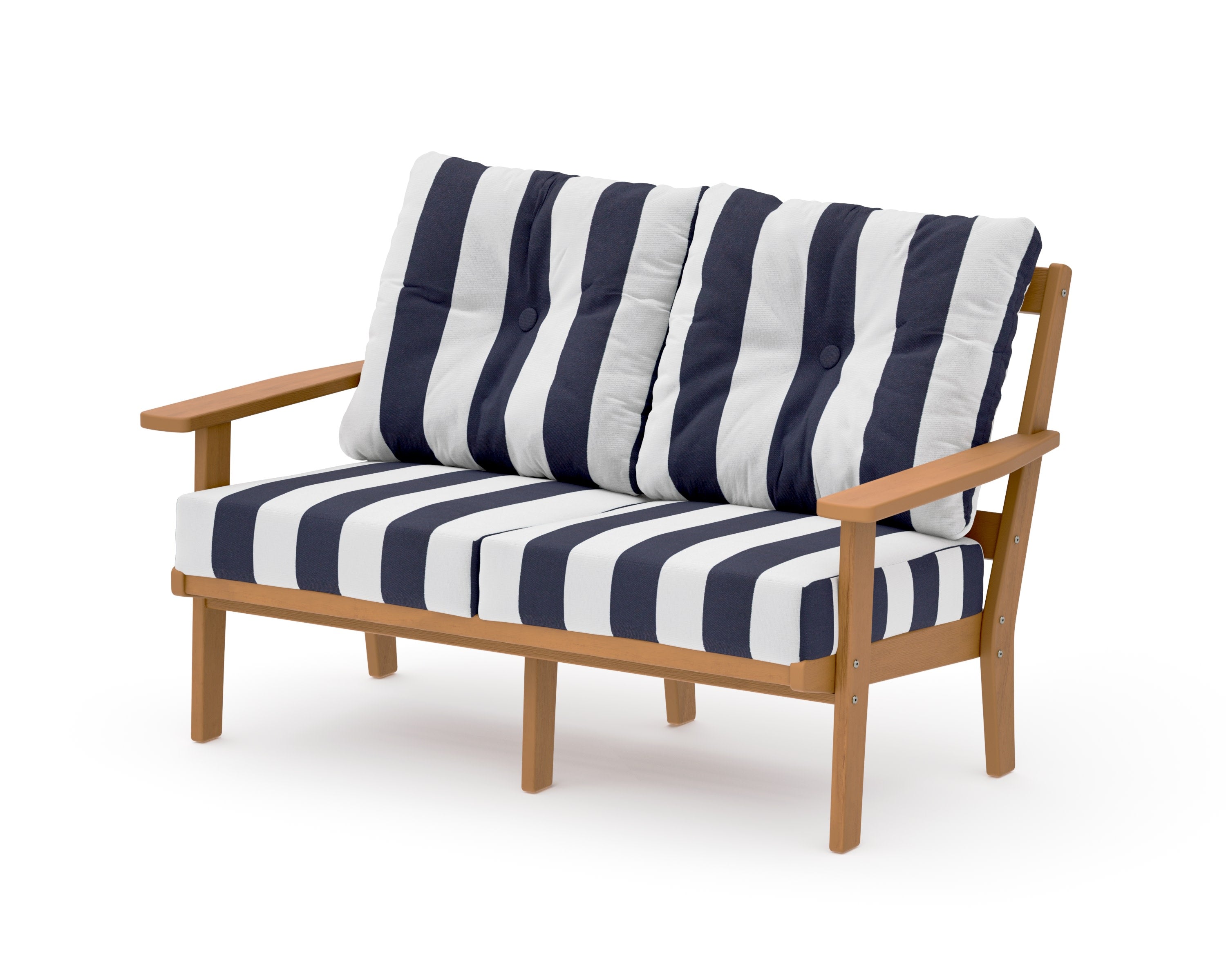 Oxford Deep SeatingLoveseat in Natural / Cabana Stripe Navy