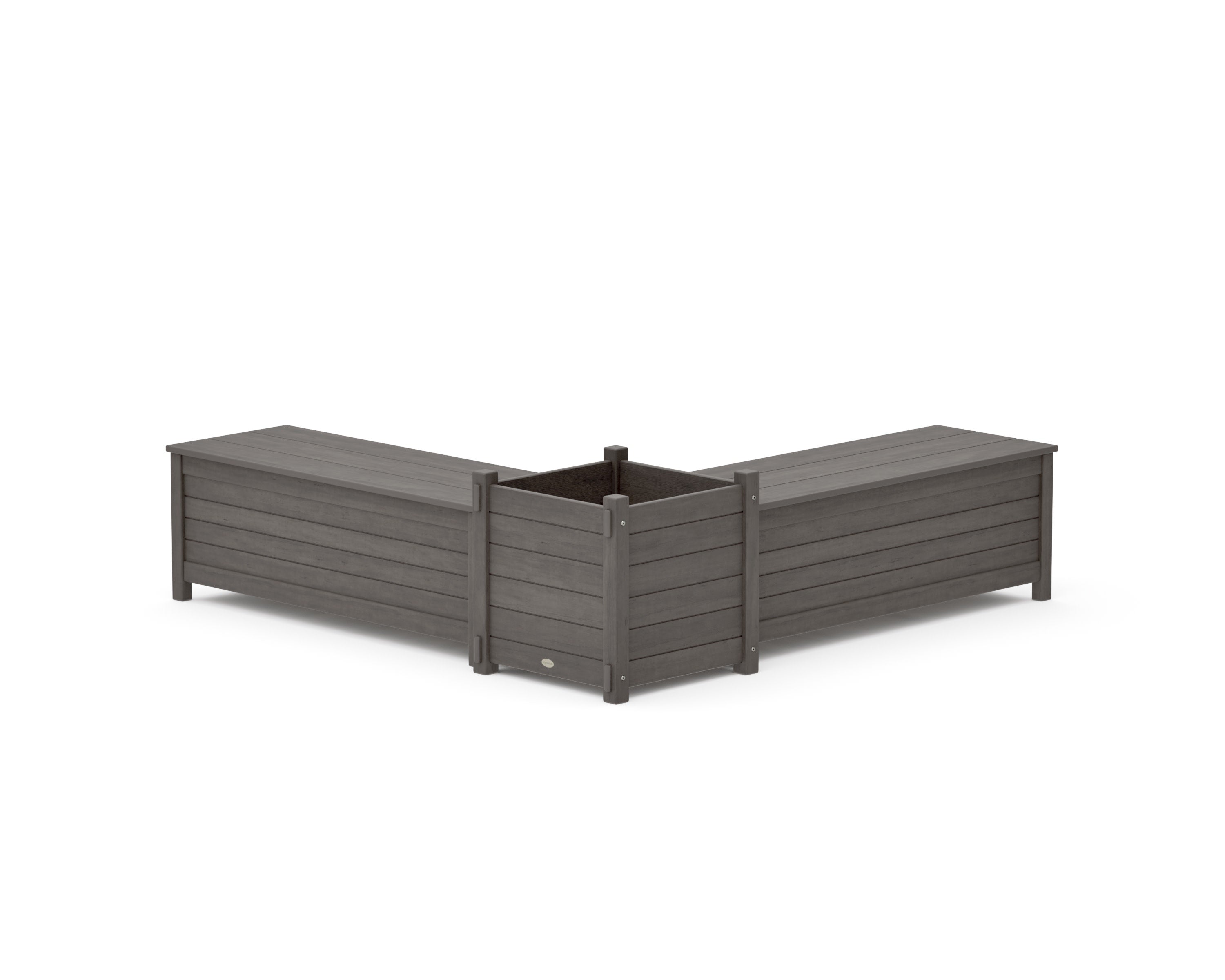 48" Nautical L- Shaped Planter Storage Bench Set- Large in Driftwood