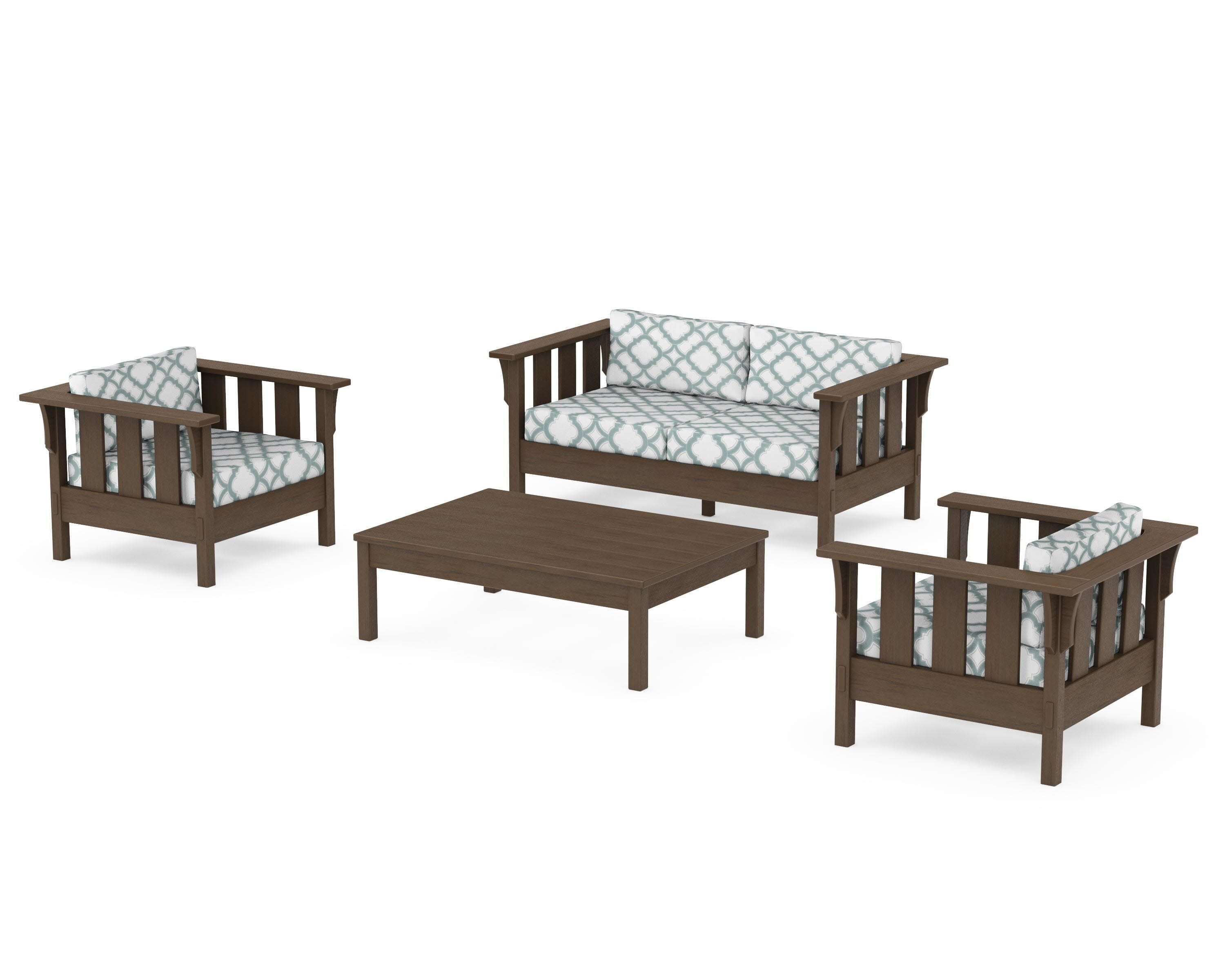Acadia 4-Piece Deep Seating Set with Loveseat in Kona / Trellis Glacier Spa