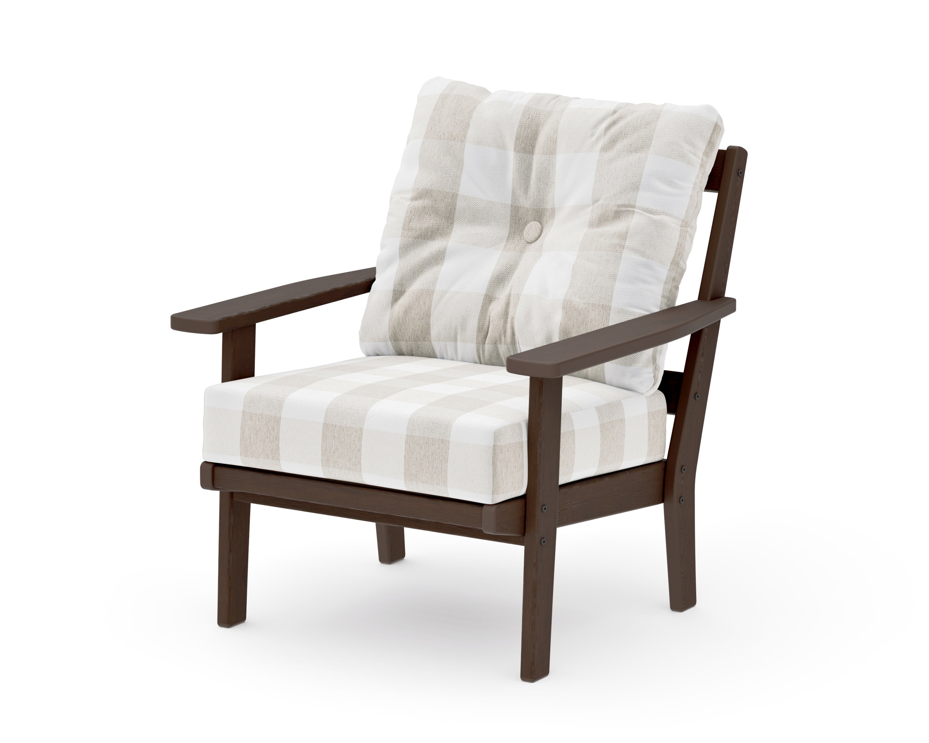 Prairie Deep Seating Chair in Kona / Buffalo Plaid Dune Burlap