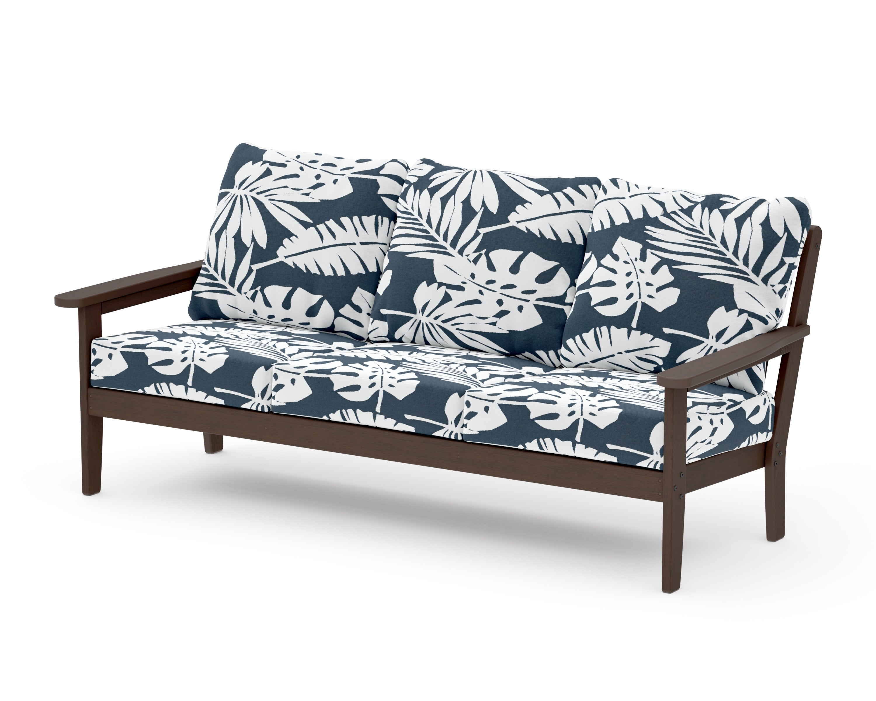 Cottage Deep Seating Sofa in Kona / Leaf Marine Indigo