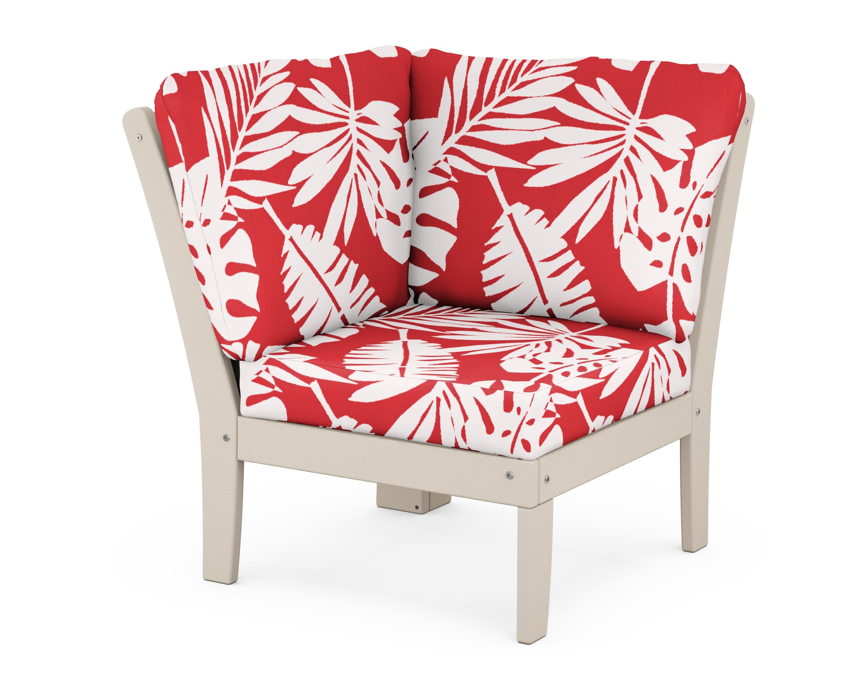 Braxton Modular Corner Chair in Sand / Leaf Crimson