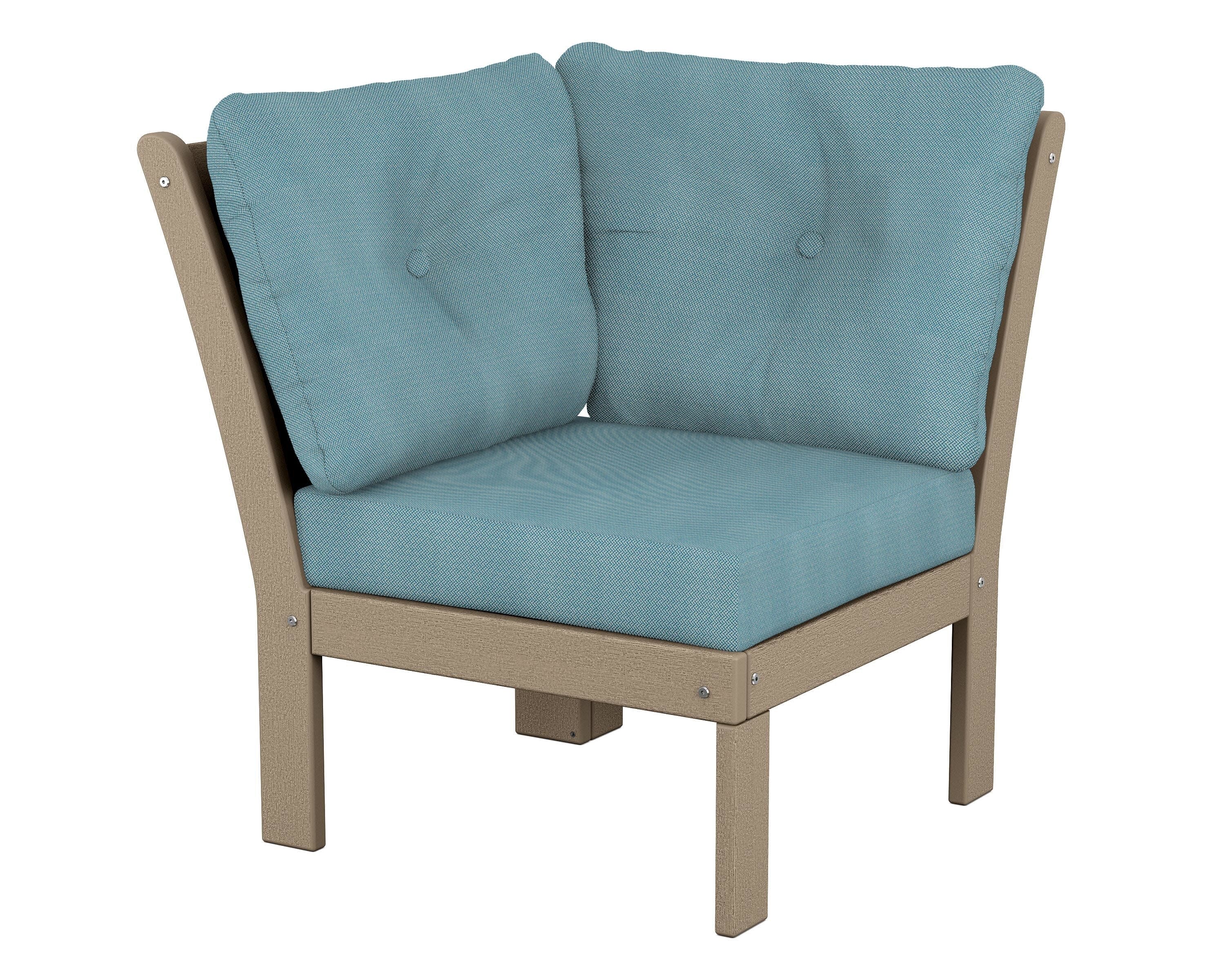 Vineyard Modular Corner Chair in Vintage Sahara / Lattice Sky Blue