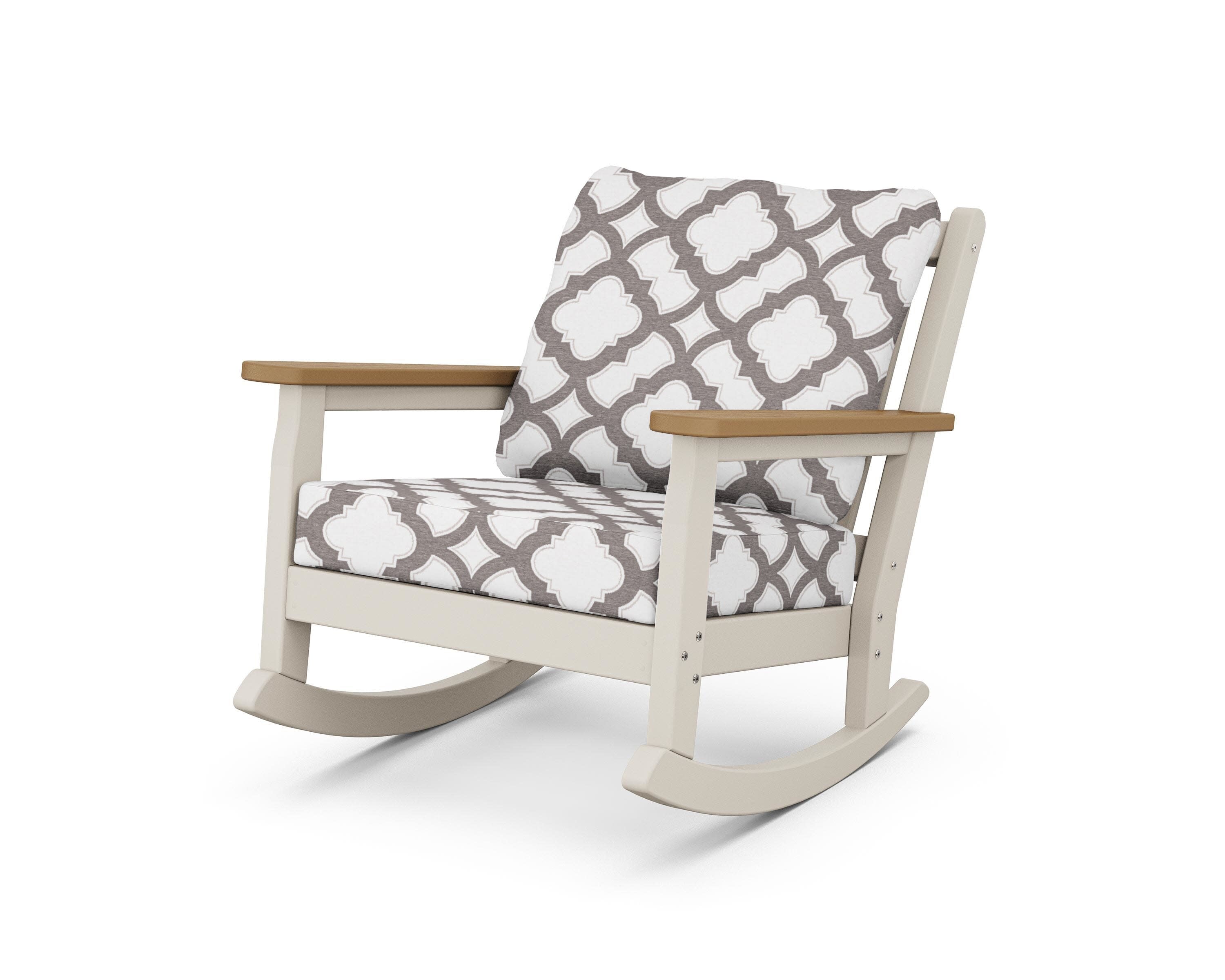 Chippendale Deep Seating Rocking Chair in Sand / Natural / Trellis Grey Mist