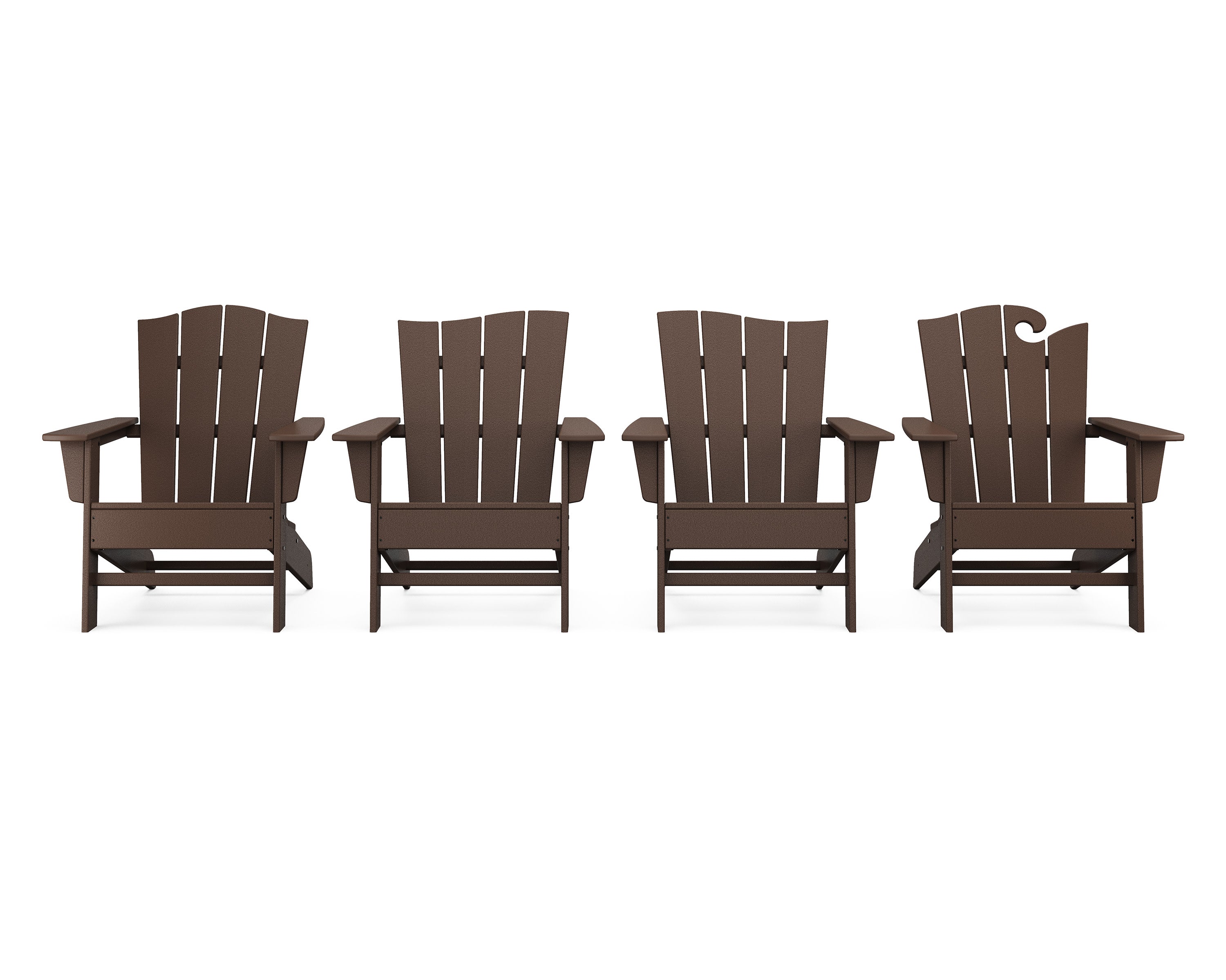 Wave Collection 4-Piece Adirondack Chair Set in Mahogany