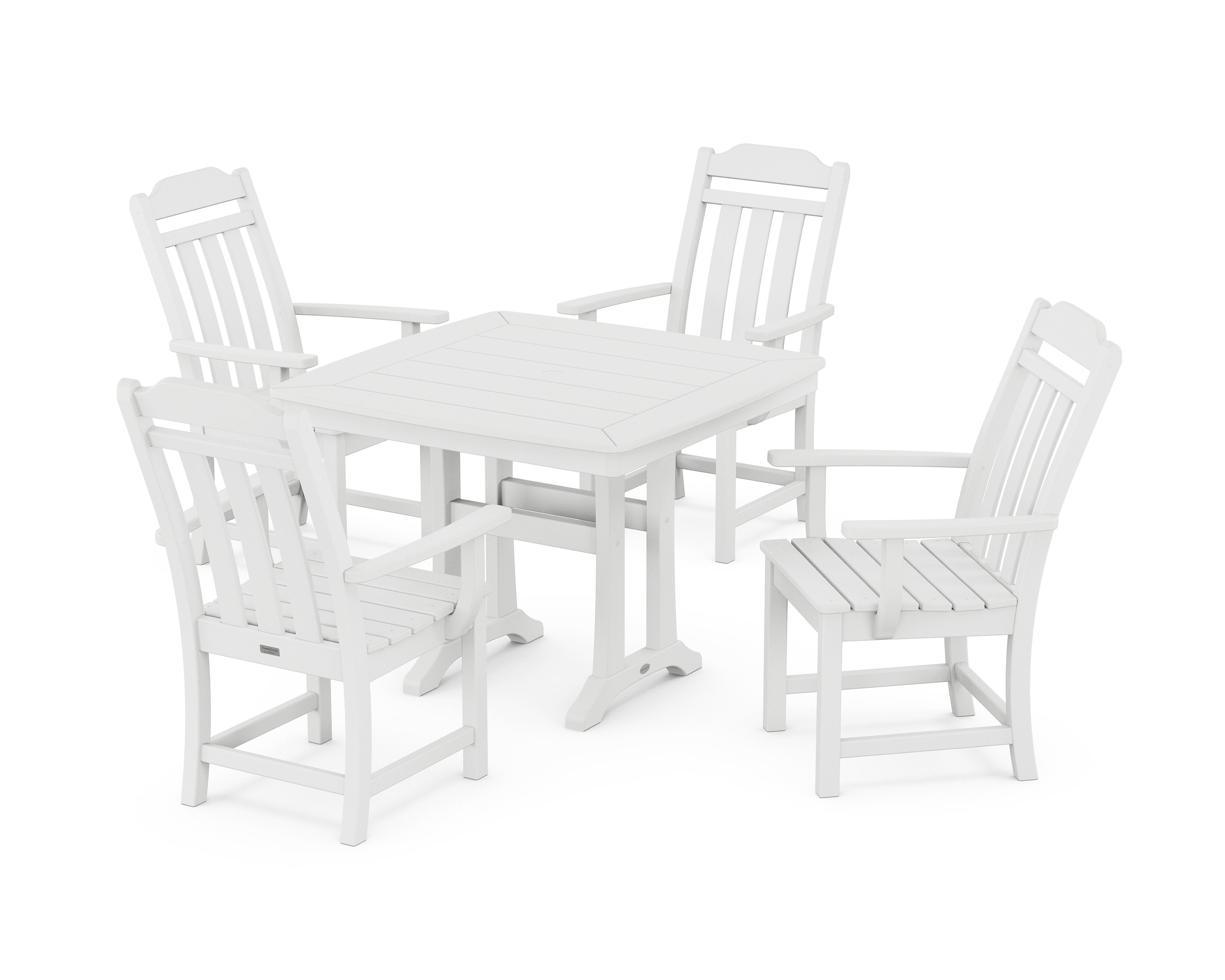 Cottage 5-Piece Dining Set with Trestle Legs in White