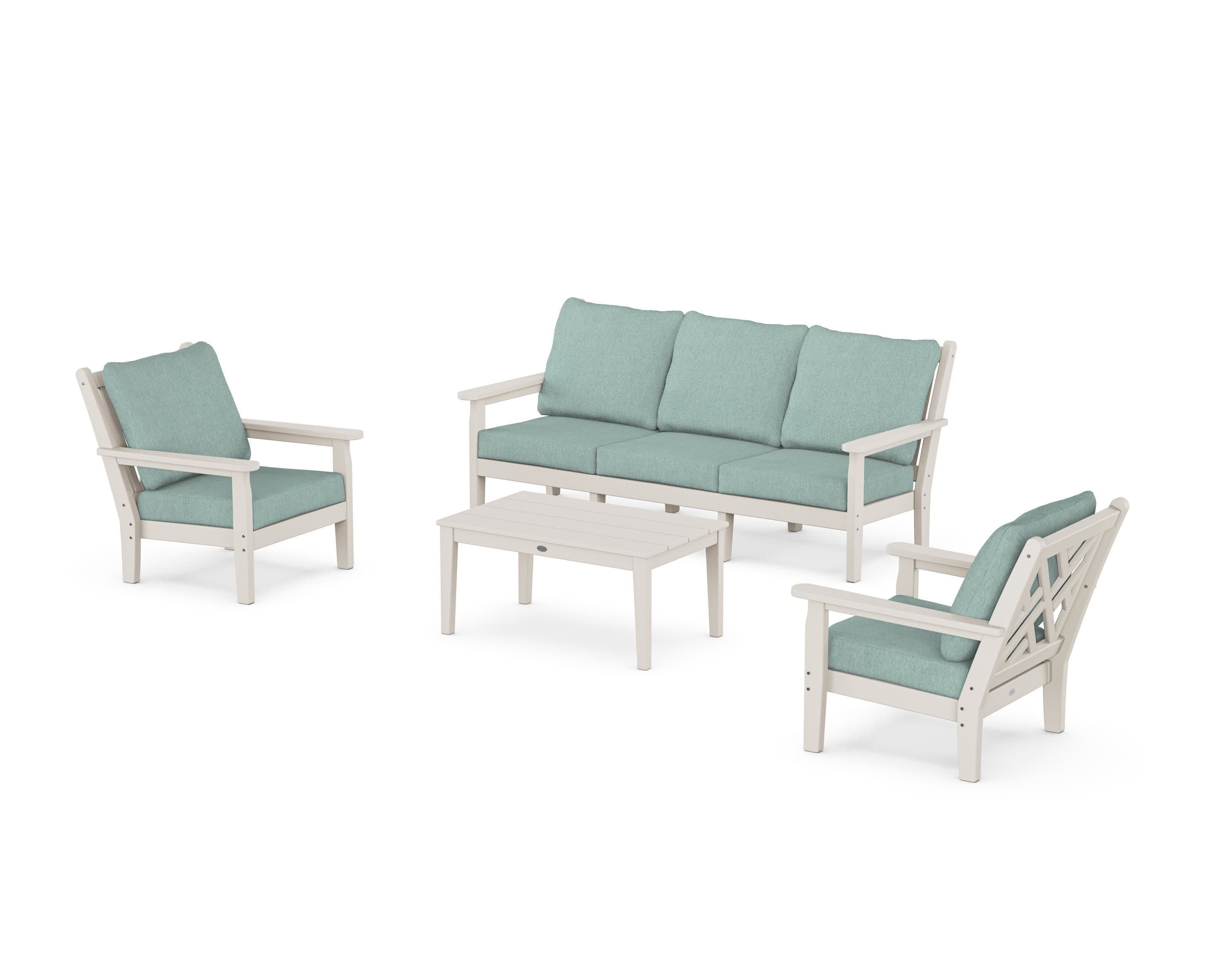 Chippendale 4-Piece Deep Seating Set with Sofa in Sand / Glacier Spa