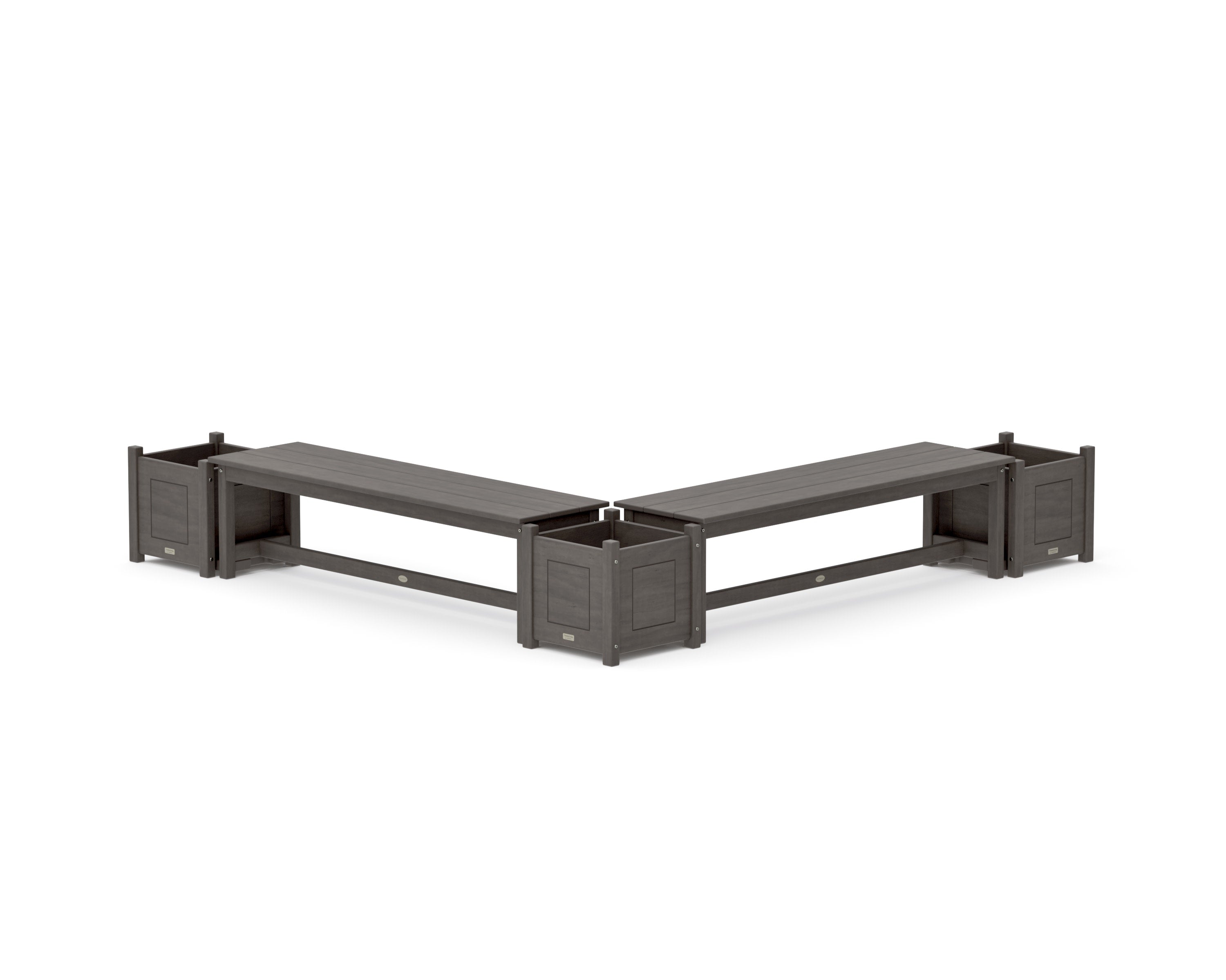 60" Country Living L- Shaped Planter Bench Corner Set in Driftwood
