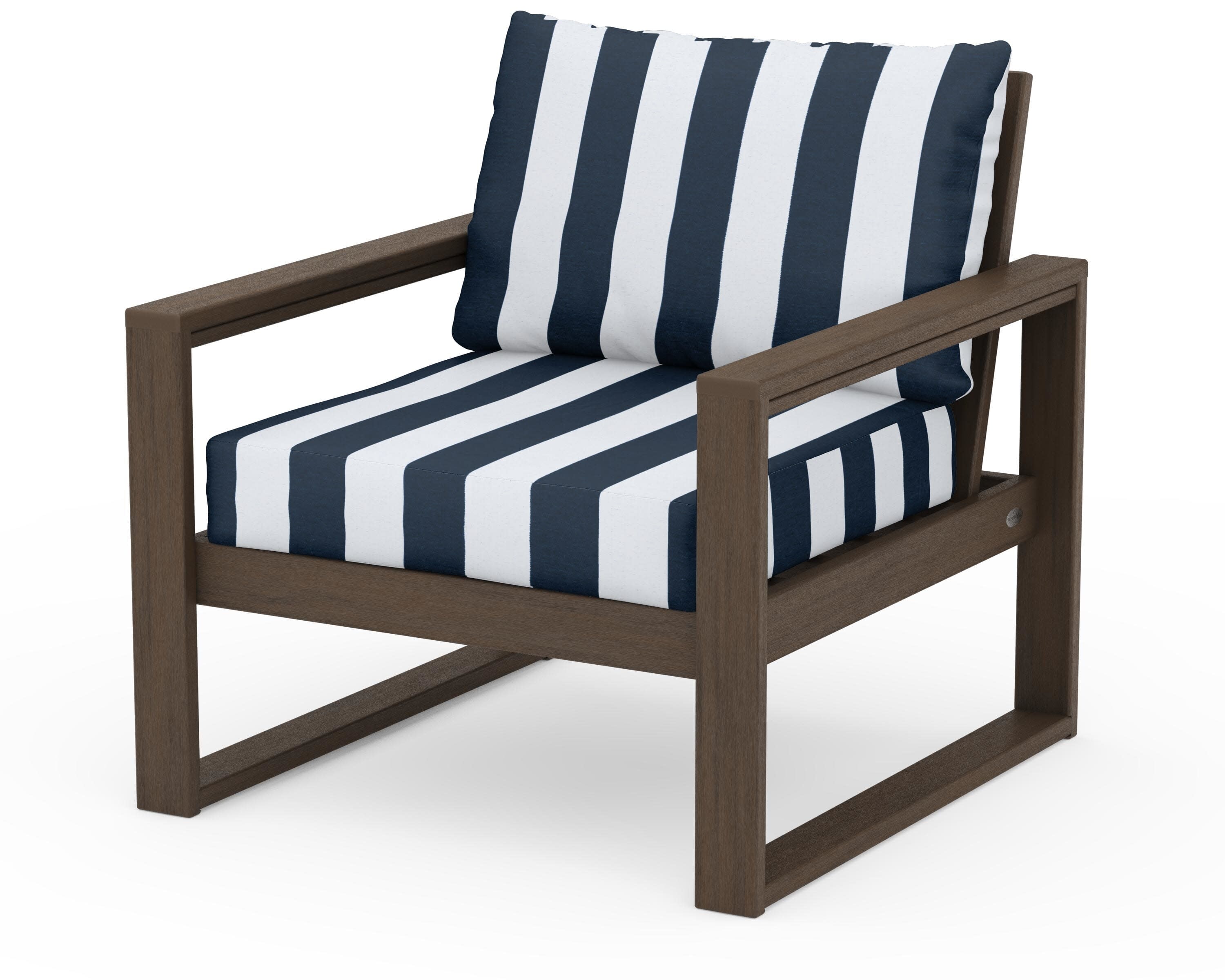 EDGE Club Chair in Kona / Cabana Stripe Marine Indigo