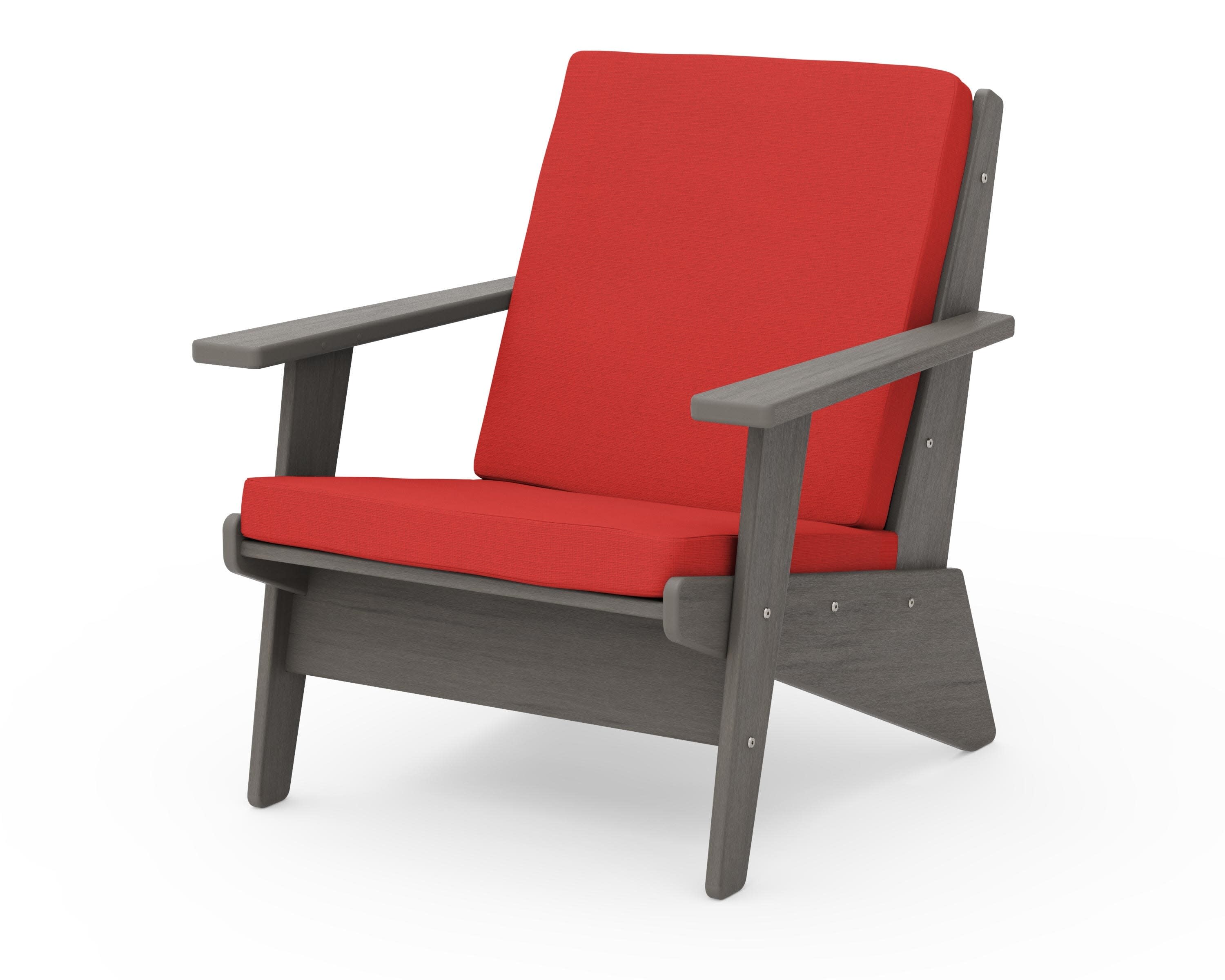 Riviera Modern Lounge Chair in Driftwood / Crimson Linen