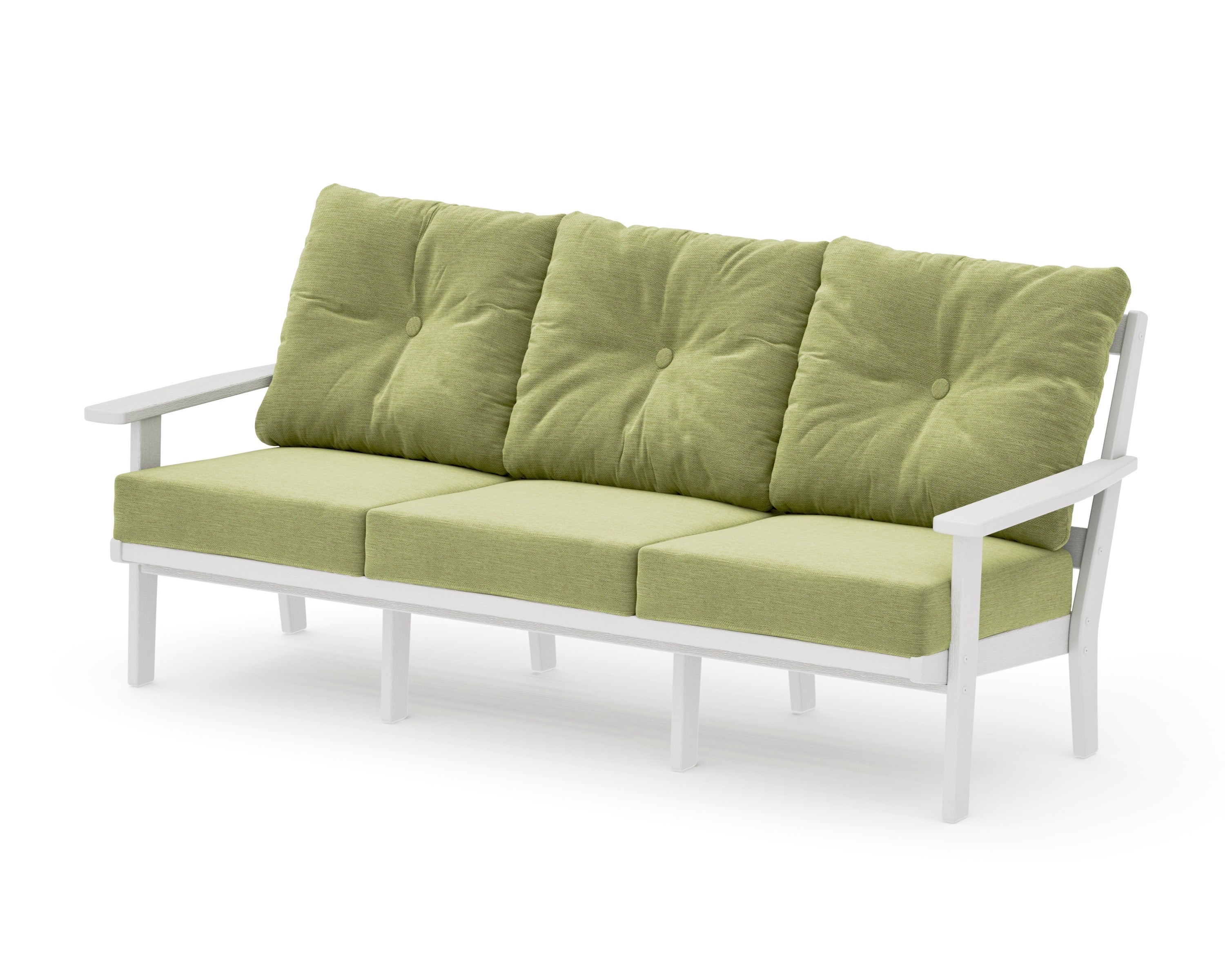Oxford Deep Seating Sofa in Vintage White / Chartreuse Boucle
