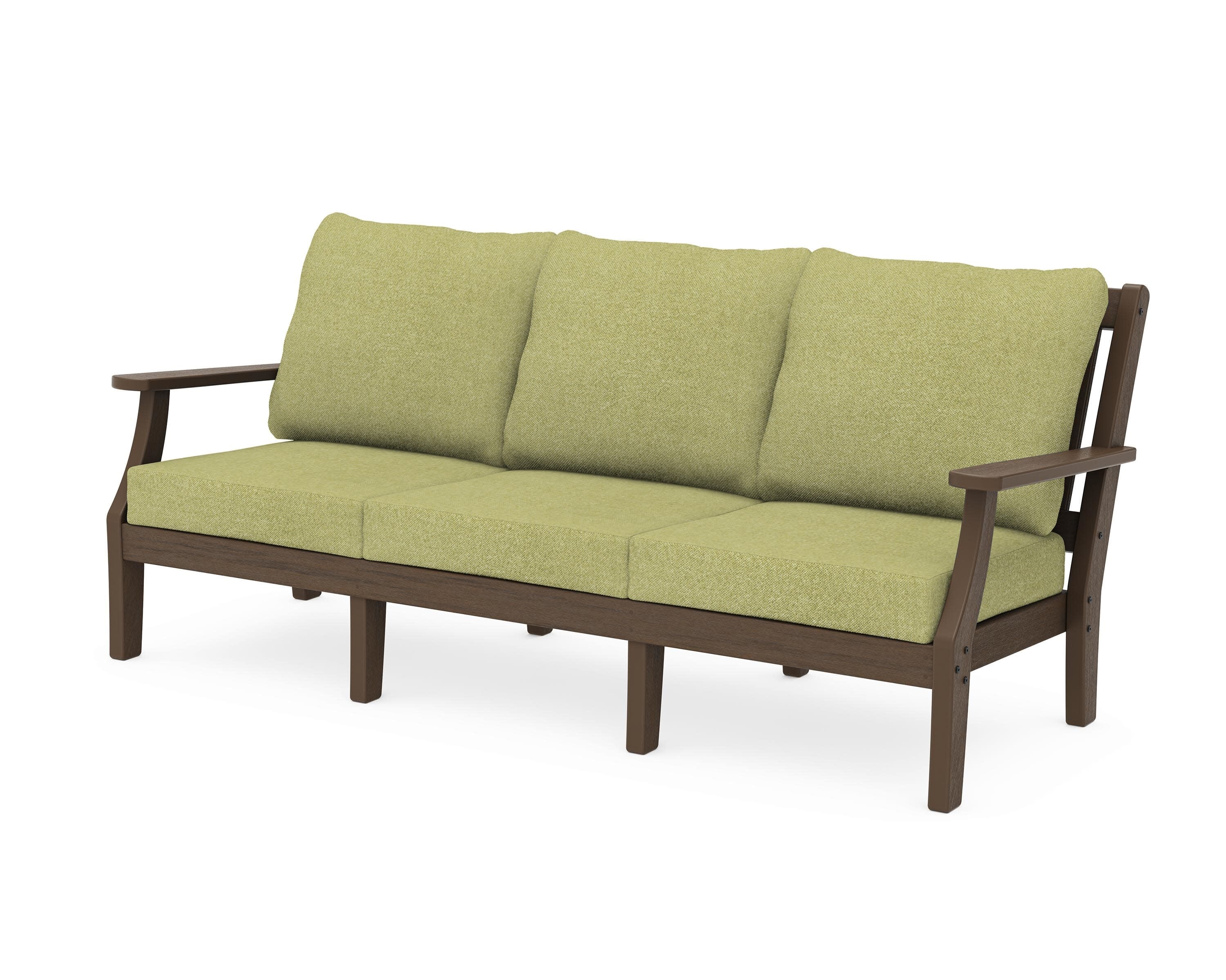 Chinoiserie Deep Seating Sofa in Kona / Chartreuse Boucle