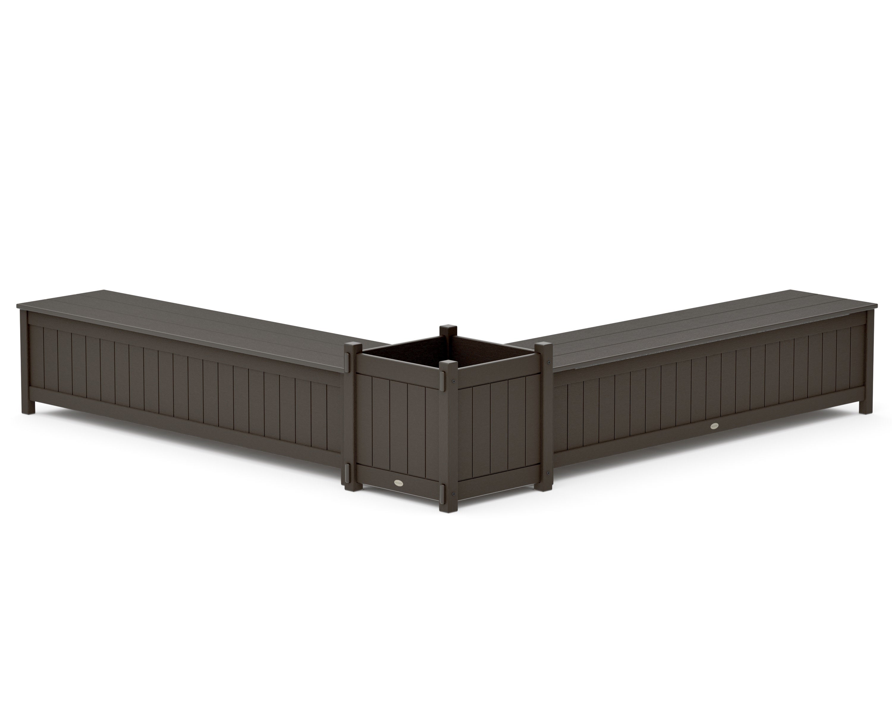 72" Vineyard L- Shaped Planter Storage Bench Set- Large in Vintage Coffee