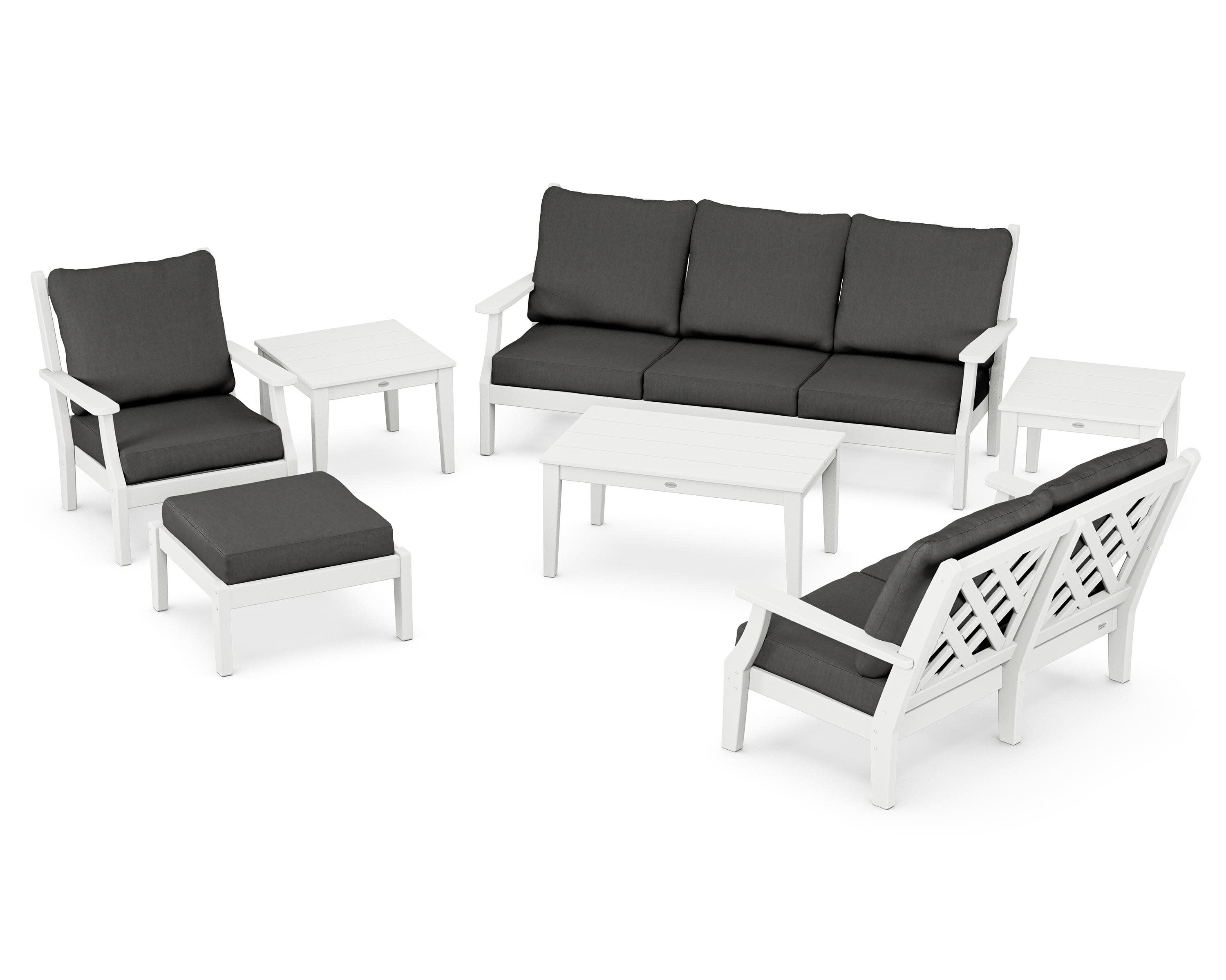 Wovendale 7-Piece Deep Seating Set in White / Spectrum Carbon