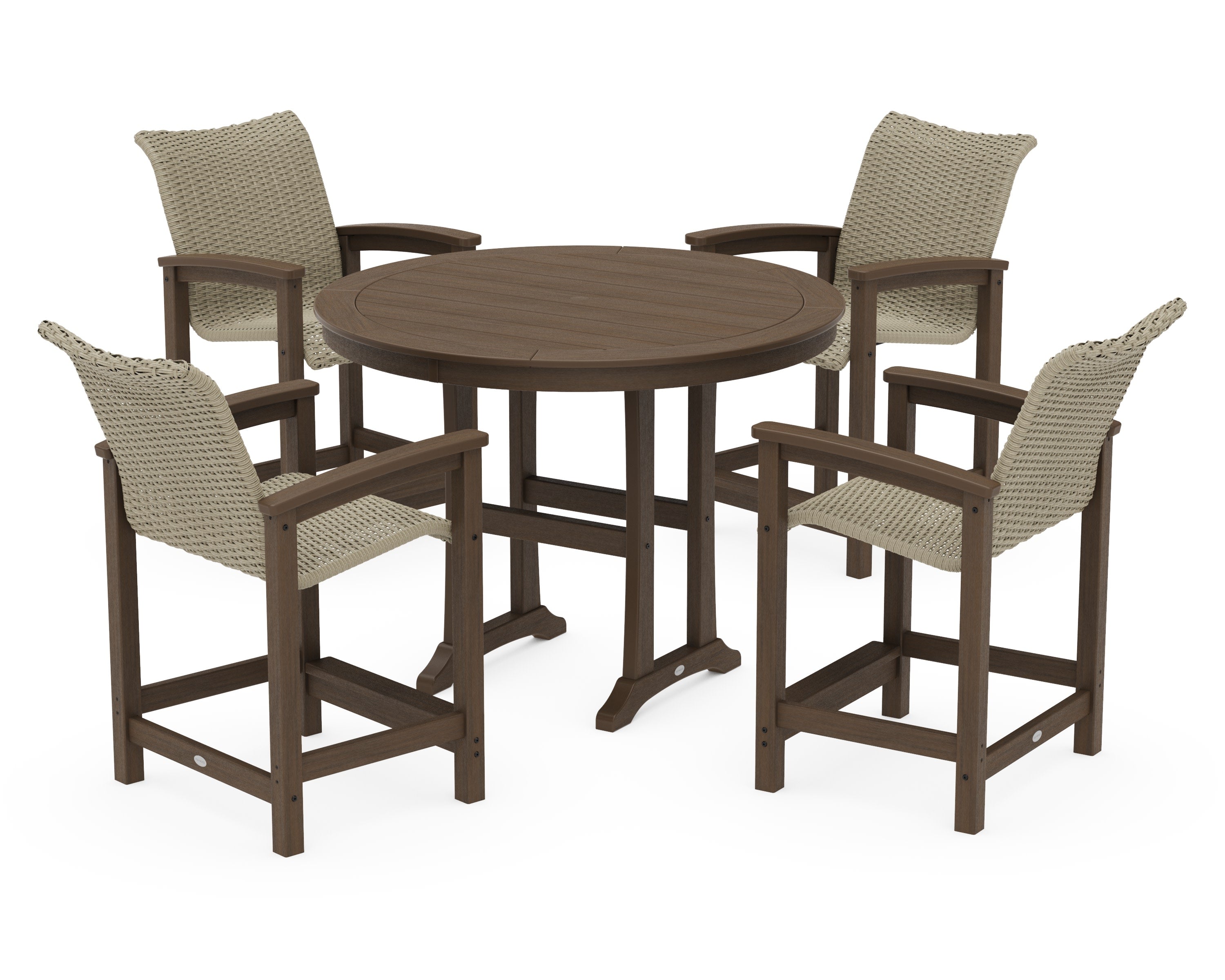 Coastal Woven 5-Piece Round Counter Set in Kona / Dune Grass