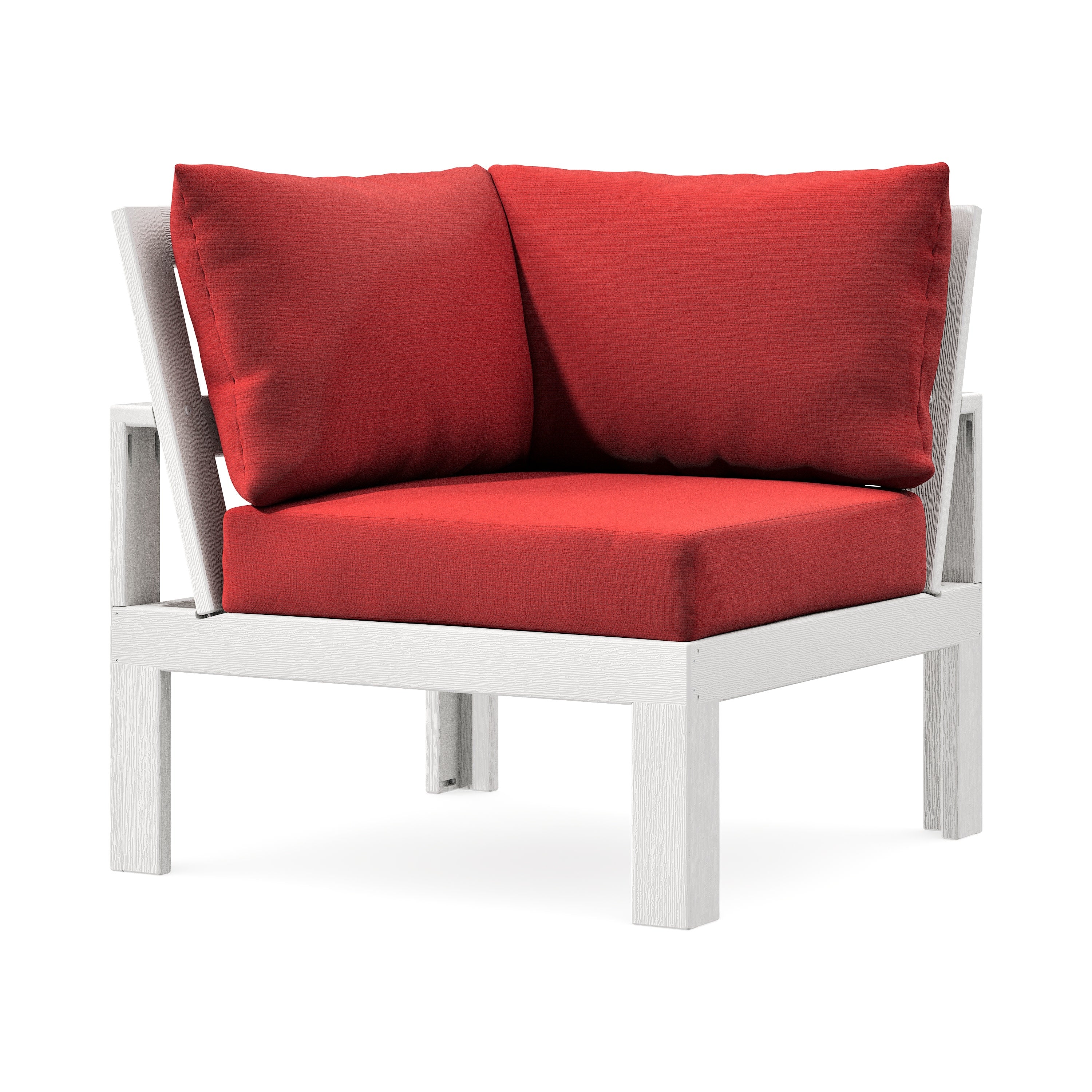 Modular Corner Chair in Vintage White / Crimson Linen