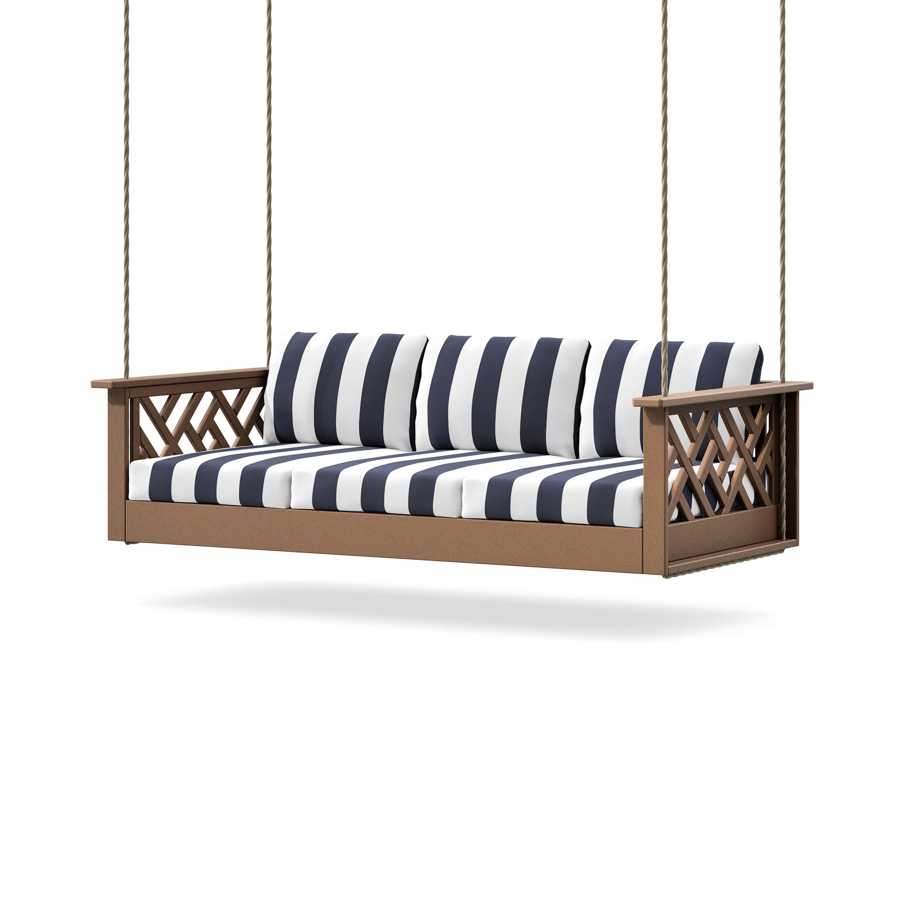 Chippendale Daybed Swing in Teak / Cabana Stripe Navy