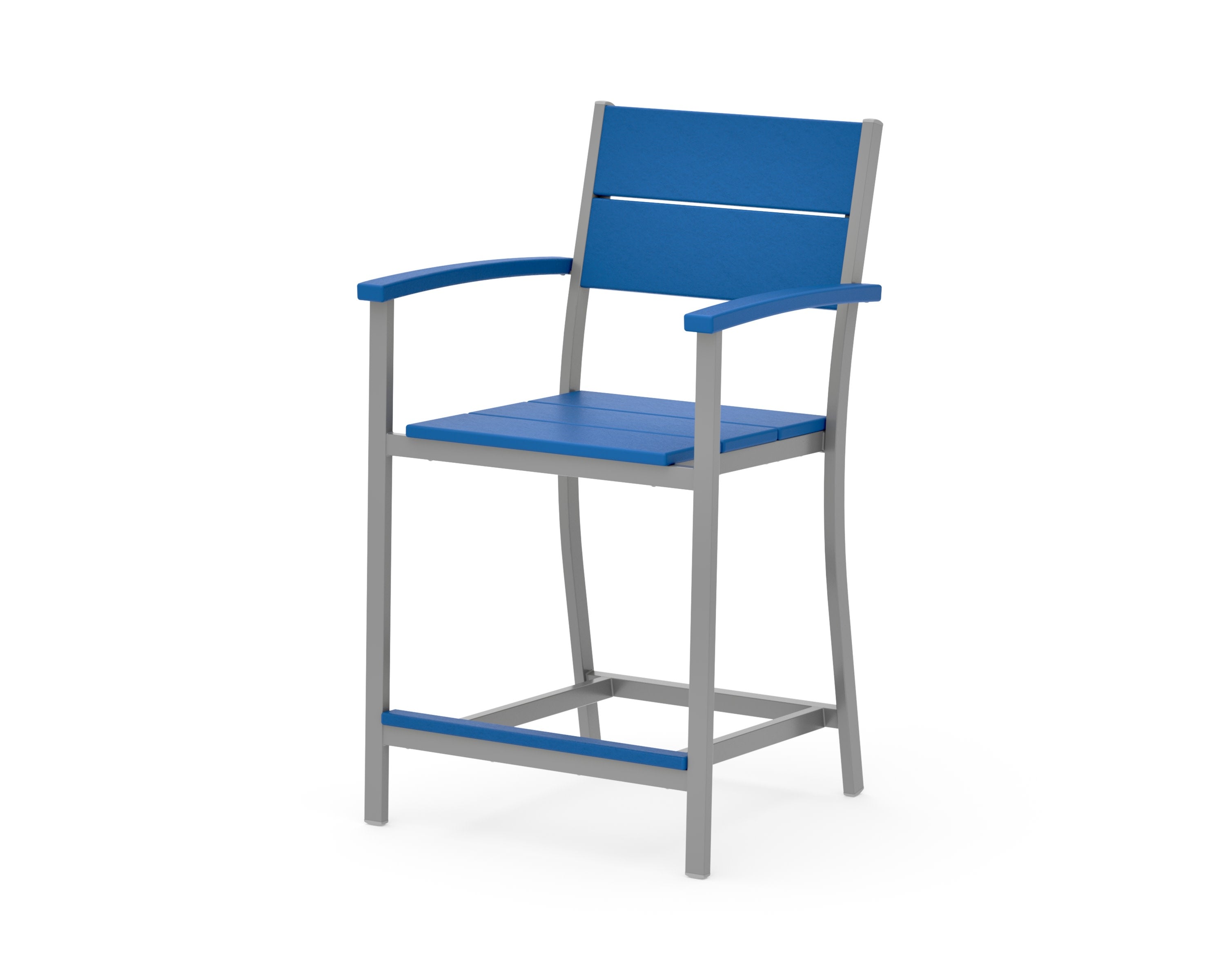 Main Street Counter Arm Chair in Silver / Pacific Blue