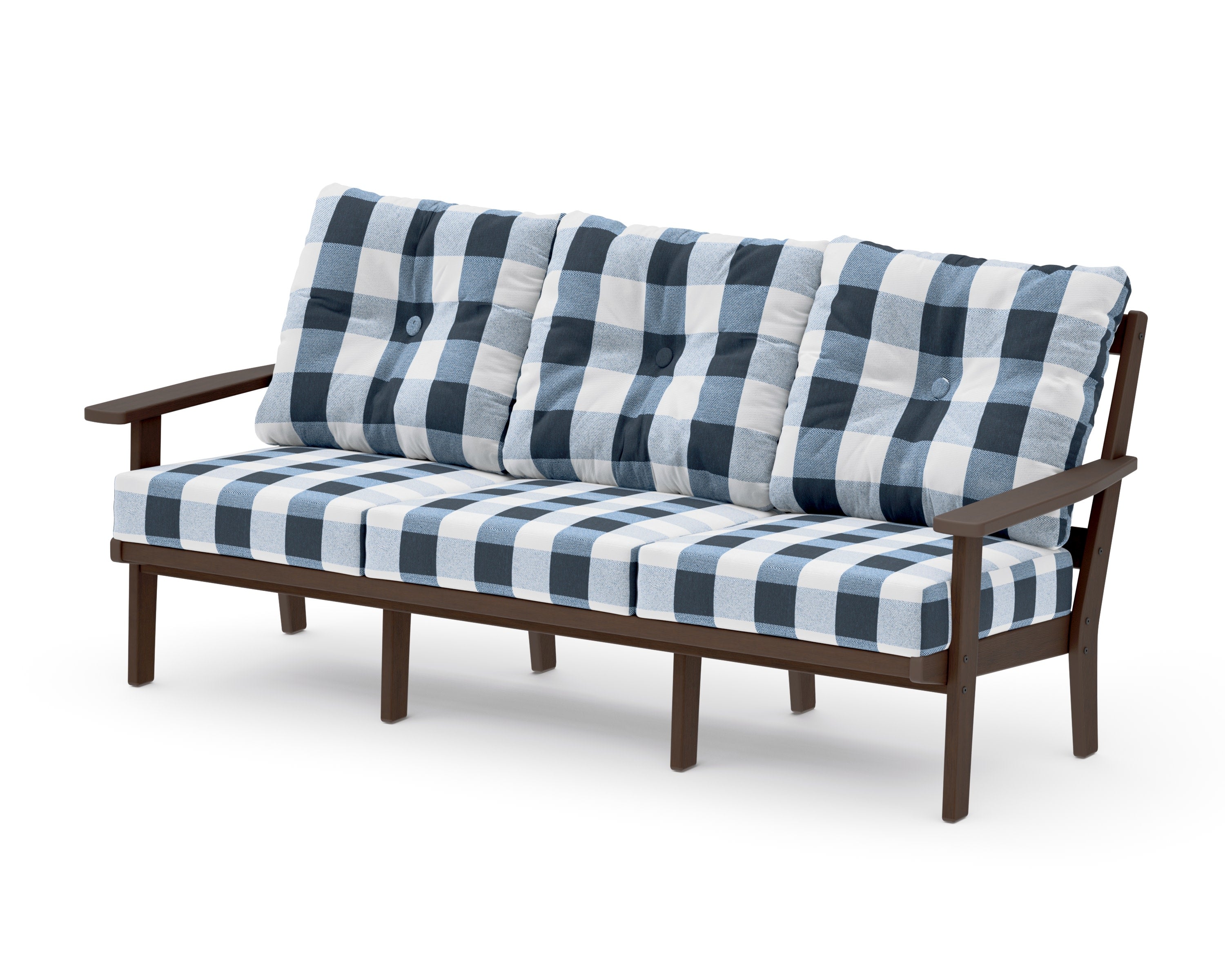 PrairieDeep Seating Sofa in Kona / Buffalo Plaid Marine Indigo