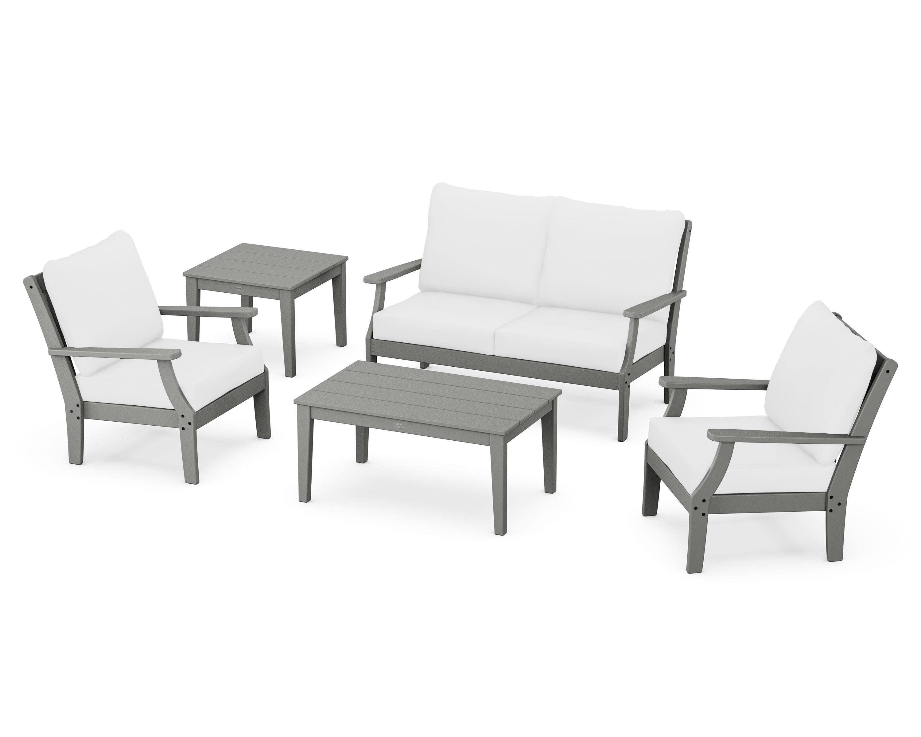 Braxton 5-Piece Deep Seating Set in Slate Grey / Natural