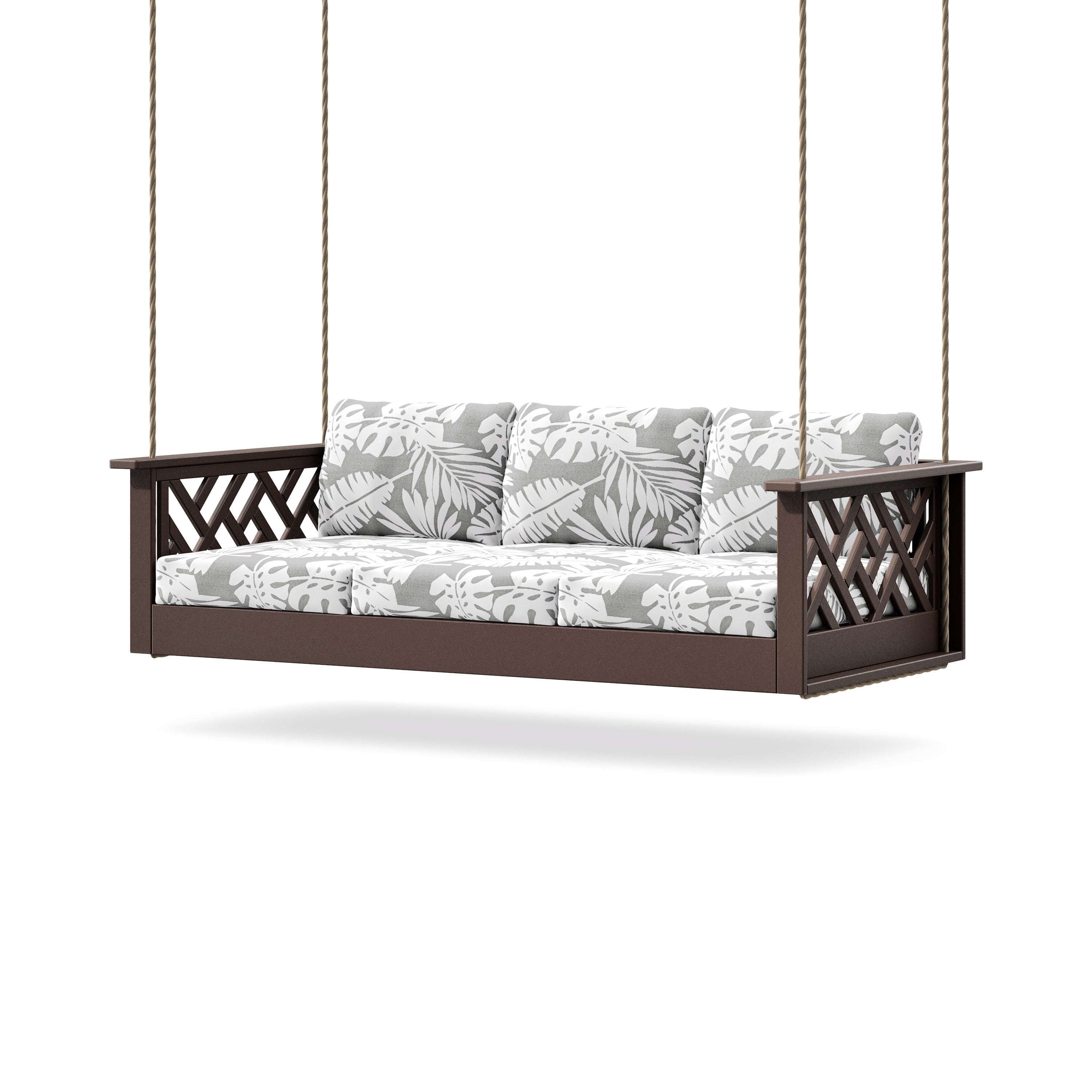 Chippendale Daybed Swing in Mahogany / Leaf Grey Mist