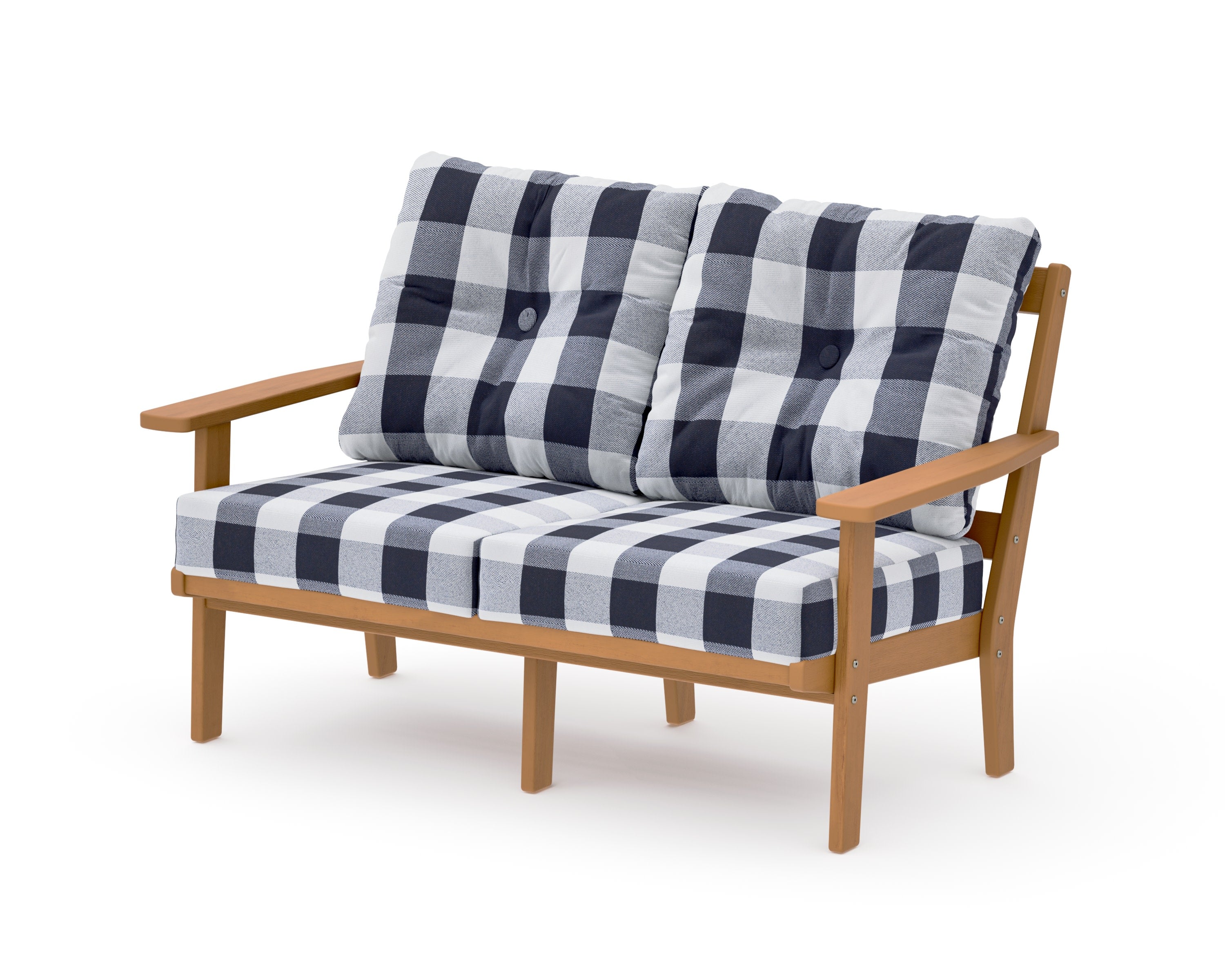 Oxford Deep SeatingLoveseat in Natural / Buffalo Plaid Navy