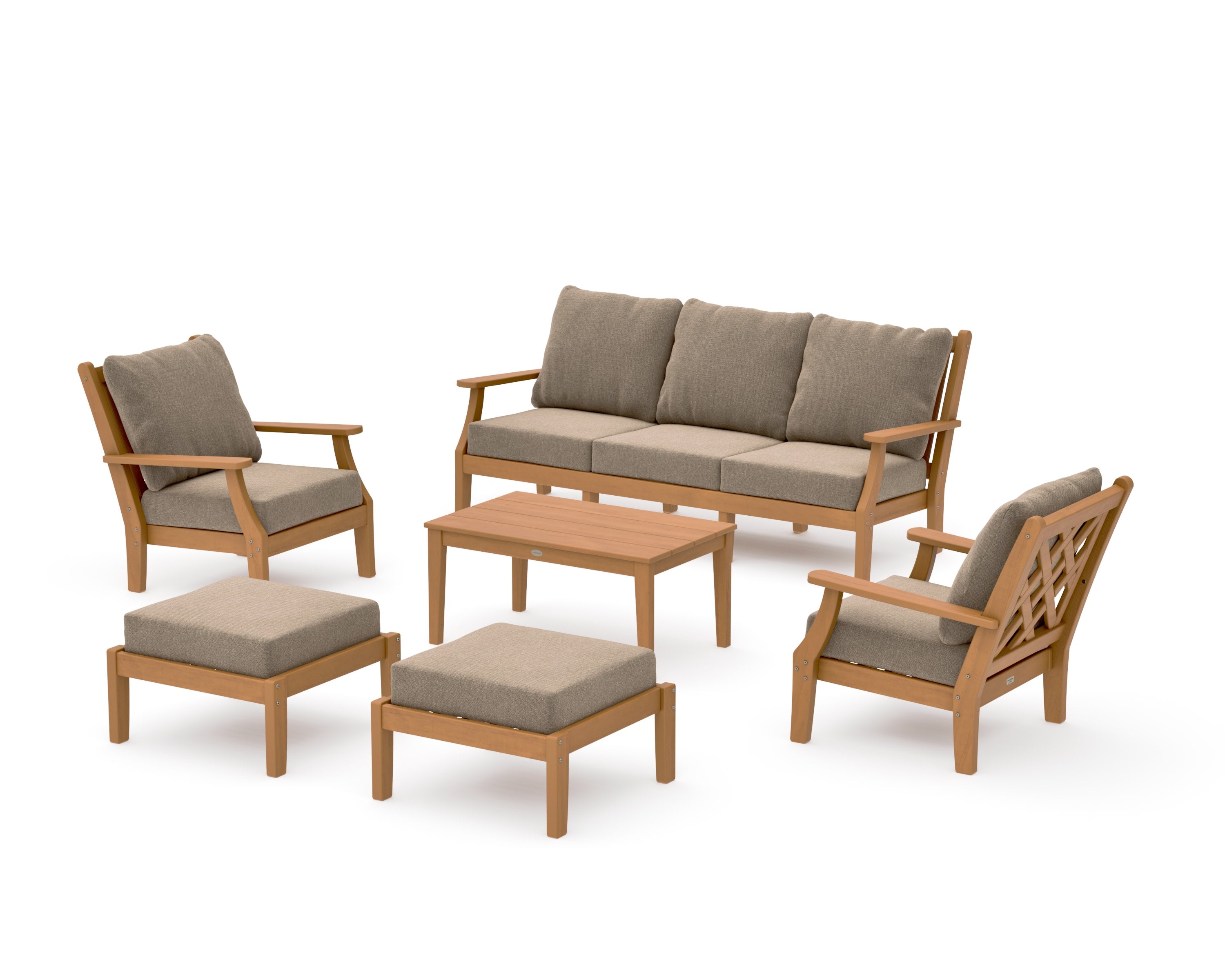 Wovendale 6-Piece Lounge Sofa Set in Natural / Spiced Burlap
