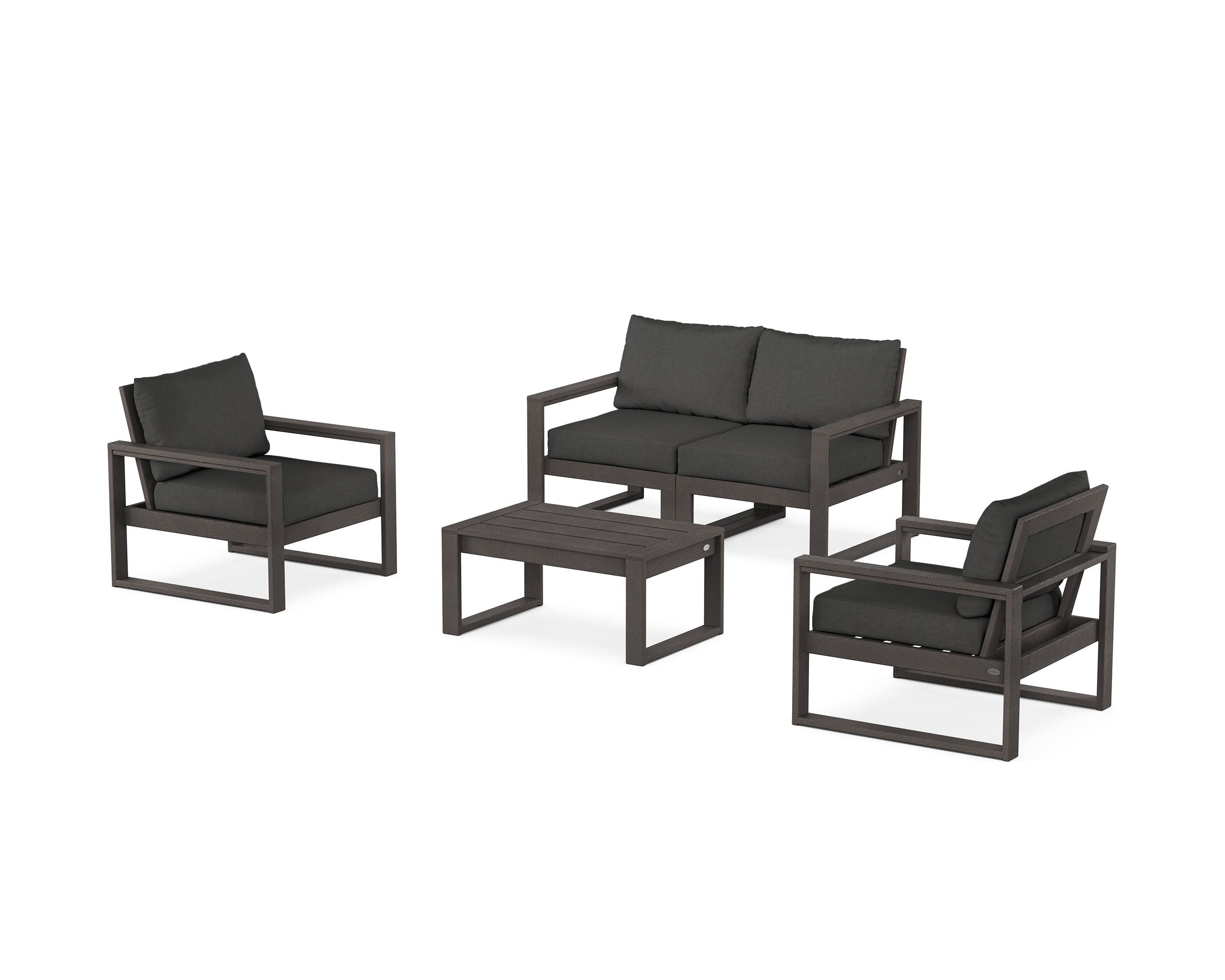EDGE Sectional 4-Piece Deep Seating Set with Loveseat in Vintage Coffee / Spectrum Carbon