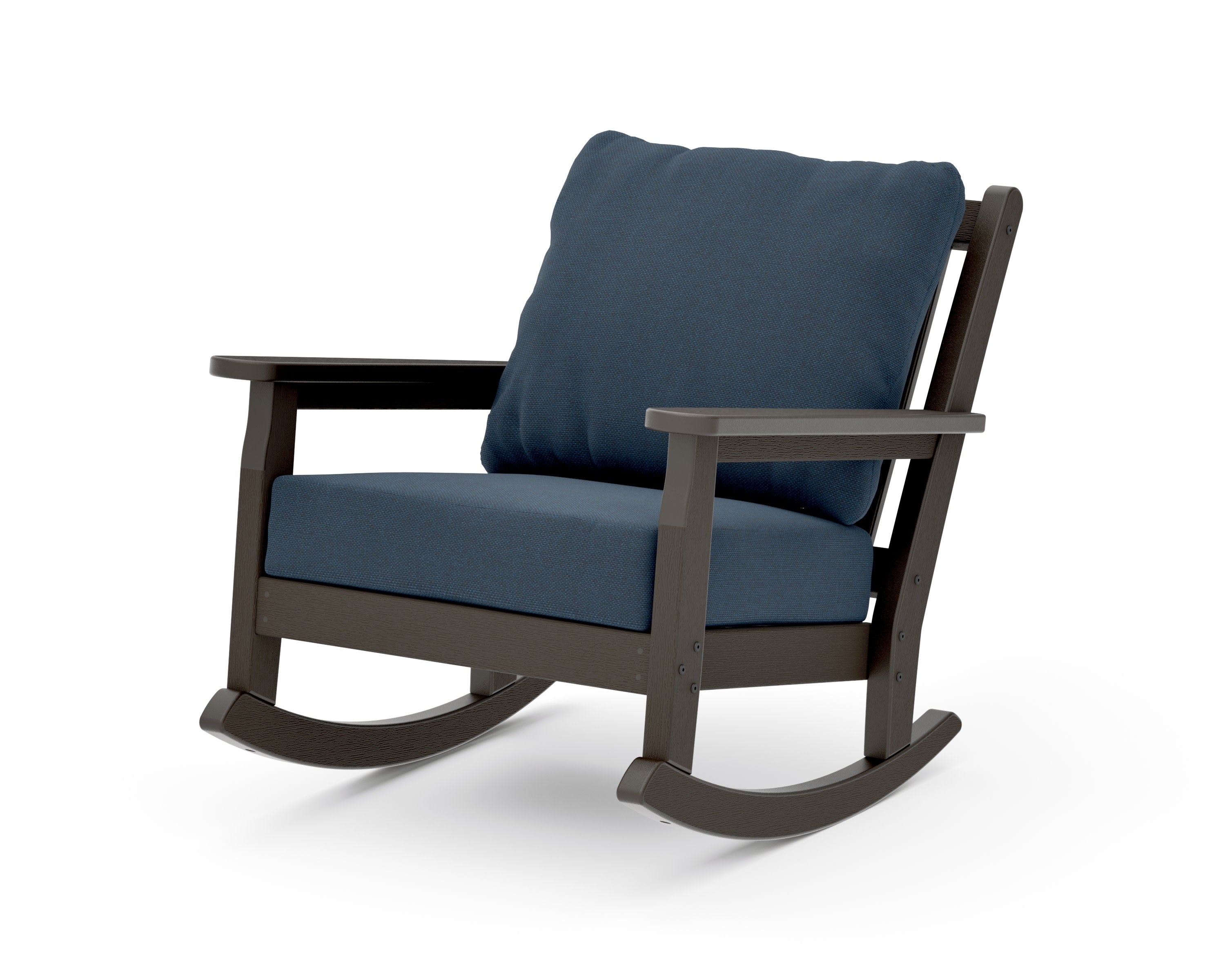 Chippendale Deep Seating Rocking Chair in Vintage Coffee / Marine Indigo