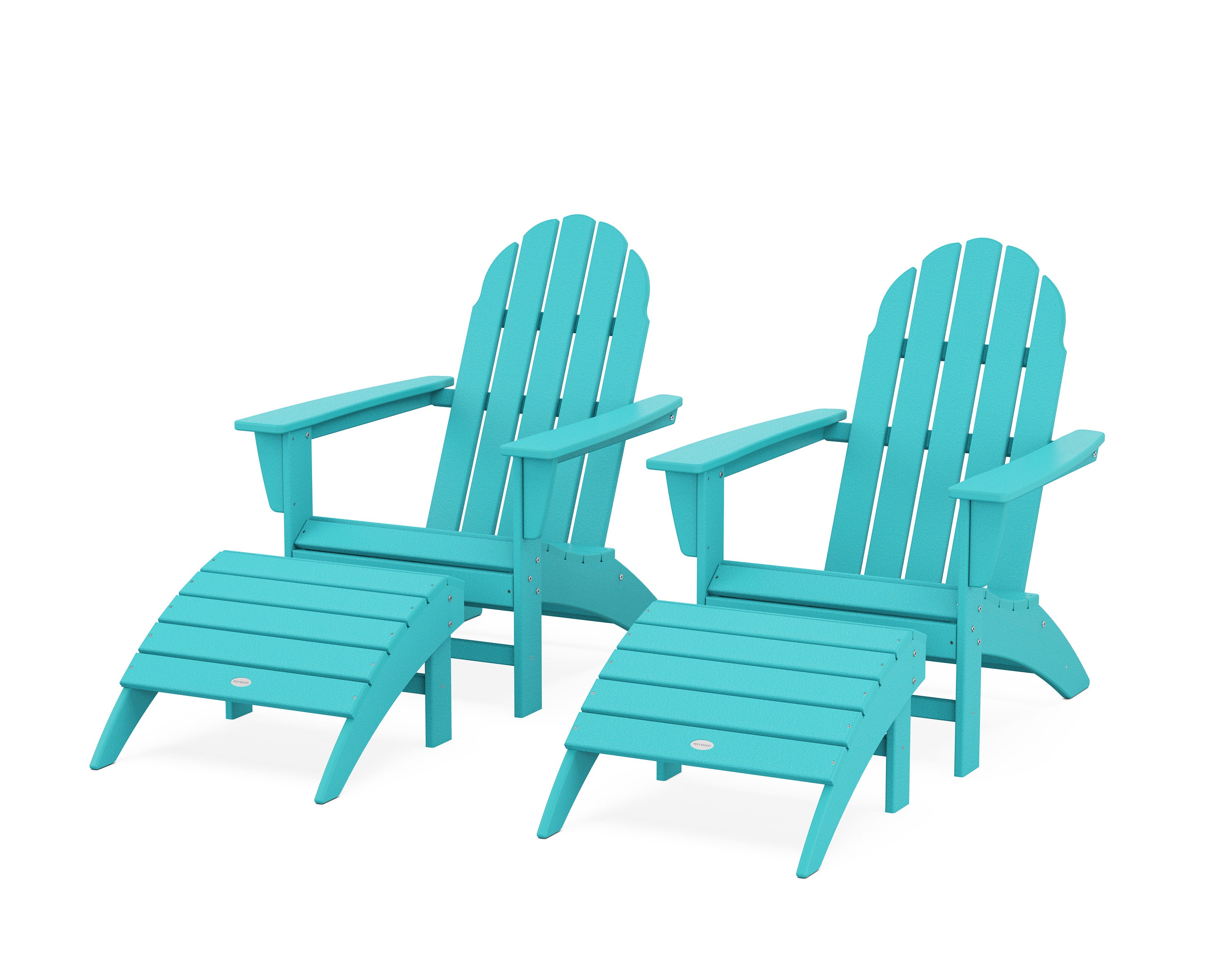 Vineyard Adirondack Chair 4-Piece Set with Ottomans in Aruba