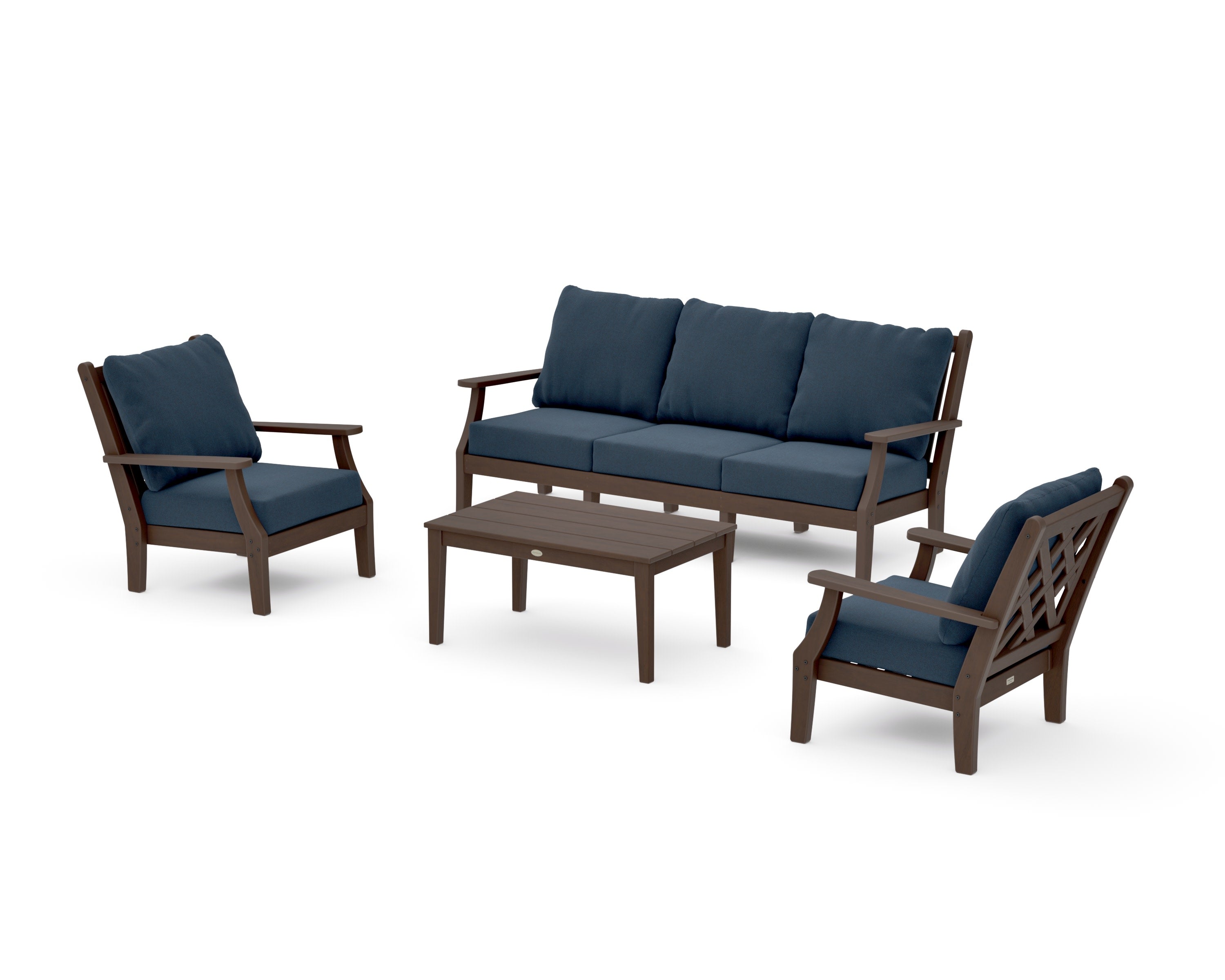 Wovendale 4-Piece Deep Seating Set with Sofa in Kona / Marine Indigo