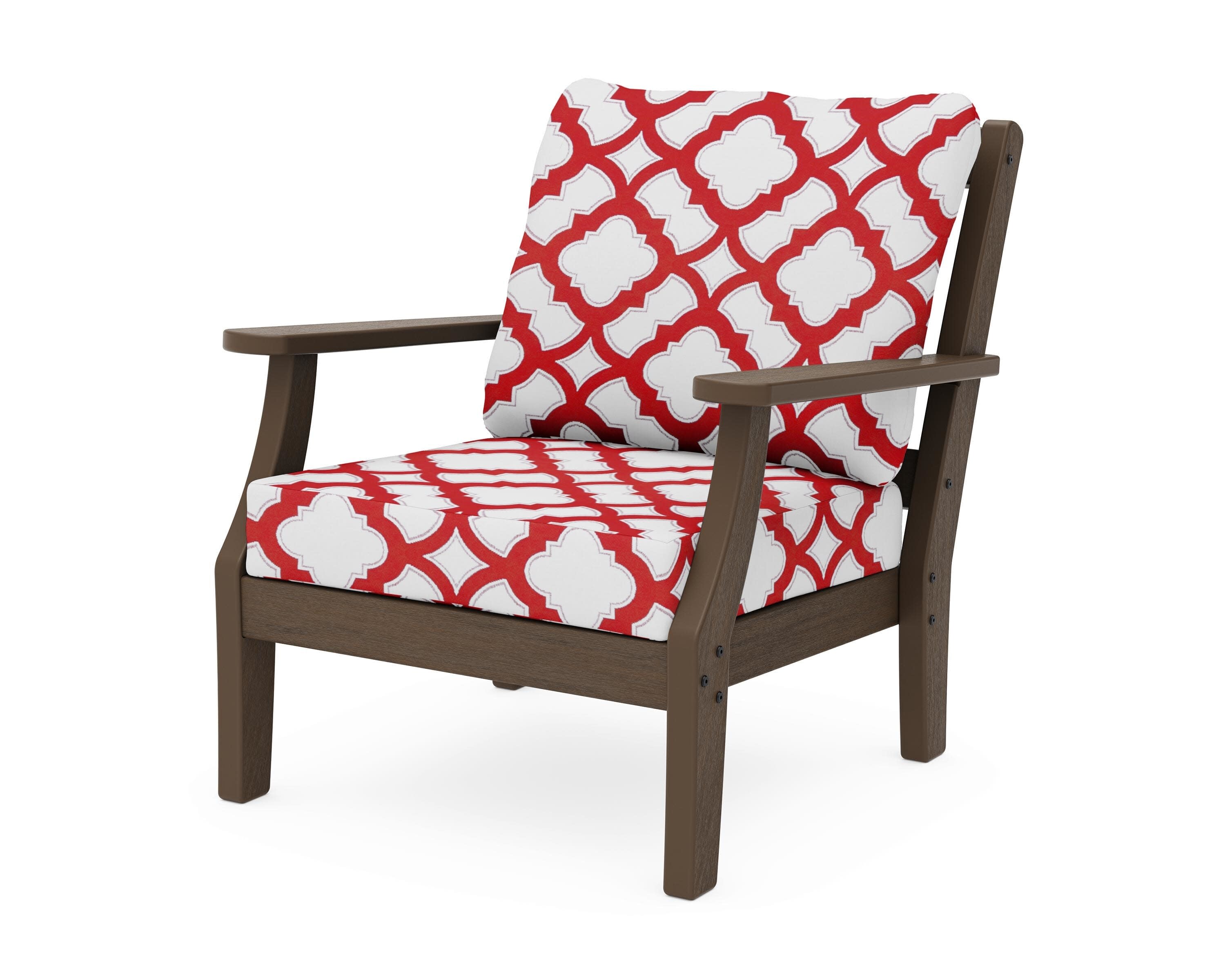 Chinoiserie Deep Seating Chair in Kona / Trellis Crimson