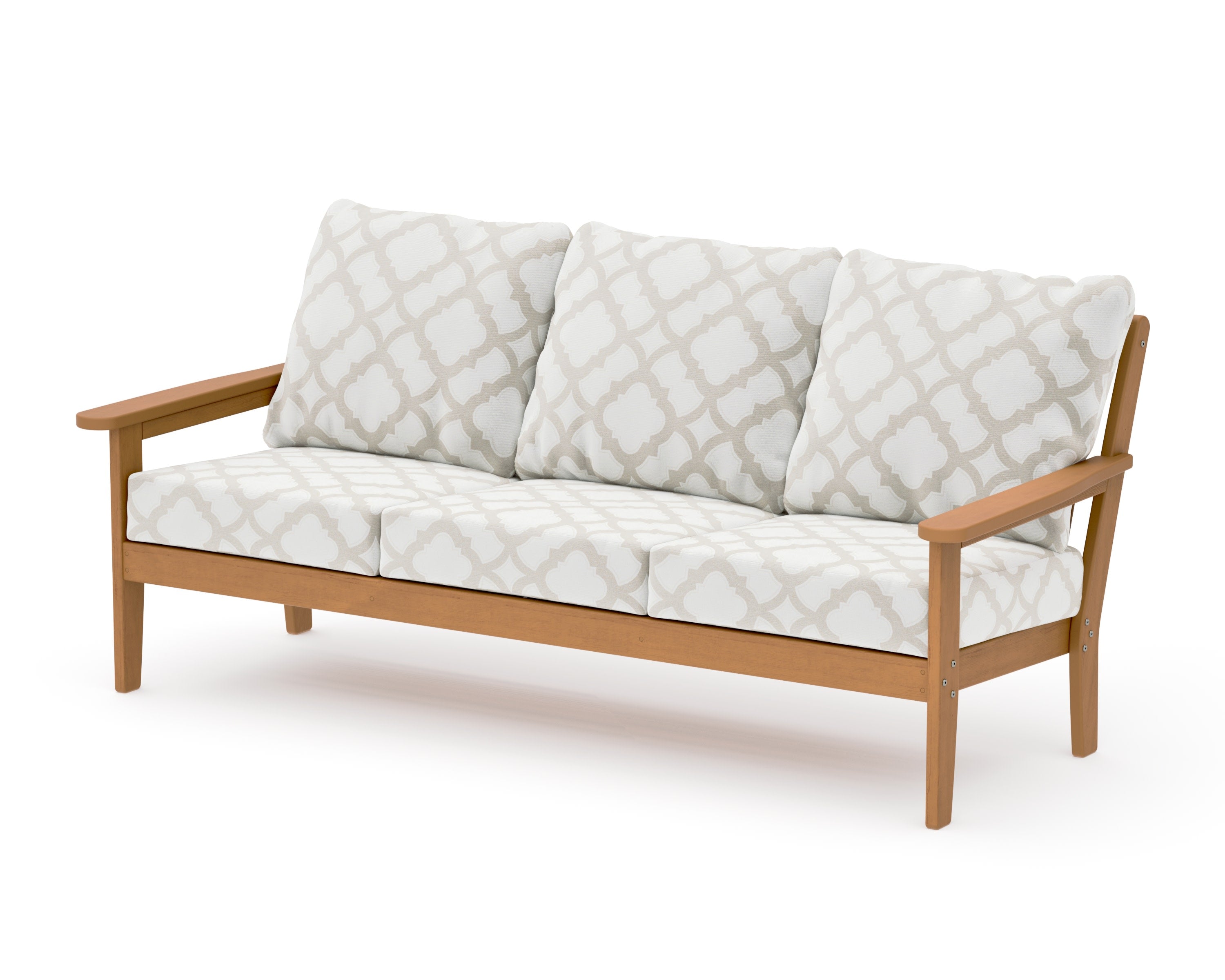 Cottage Deep Seating Sofa in Natural / Trellis Dune Burlap